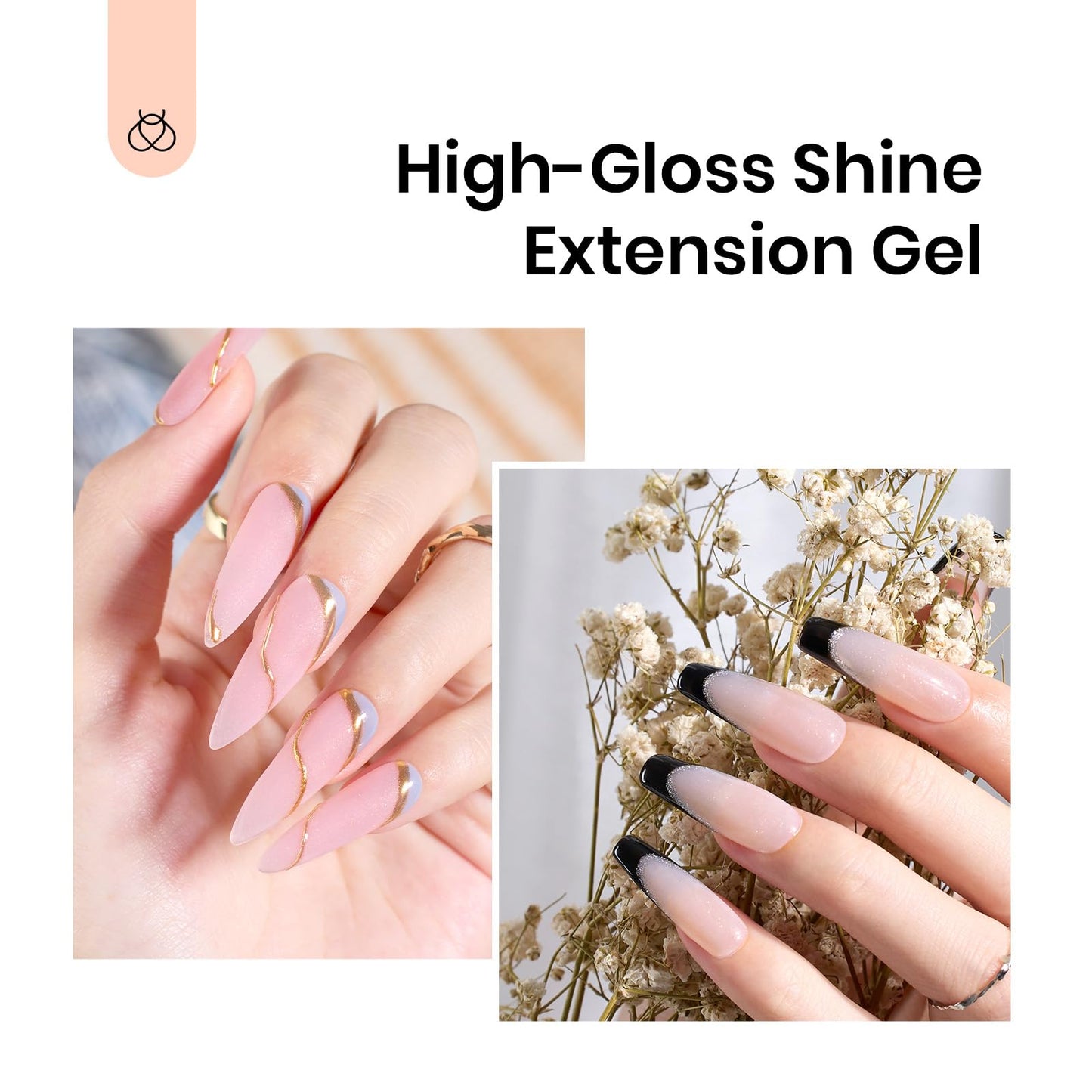 Beetles Poly Extension Gel Nail Kit, 4 Colors Nude Pink Neutral With Base Top Coat Manicure Enhancement All In One Poly Nail Gel Kit, Gift for Women