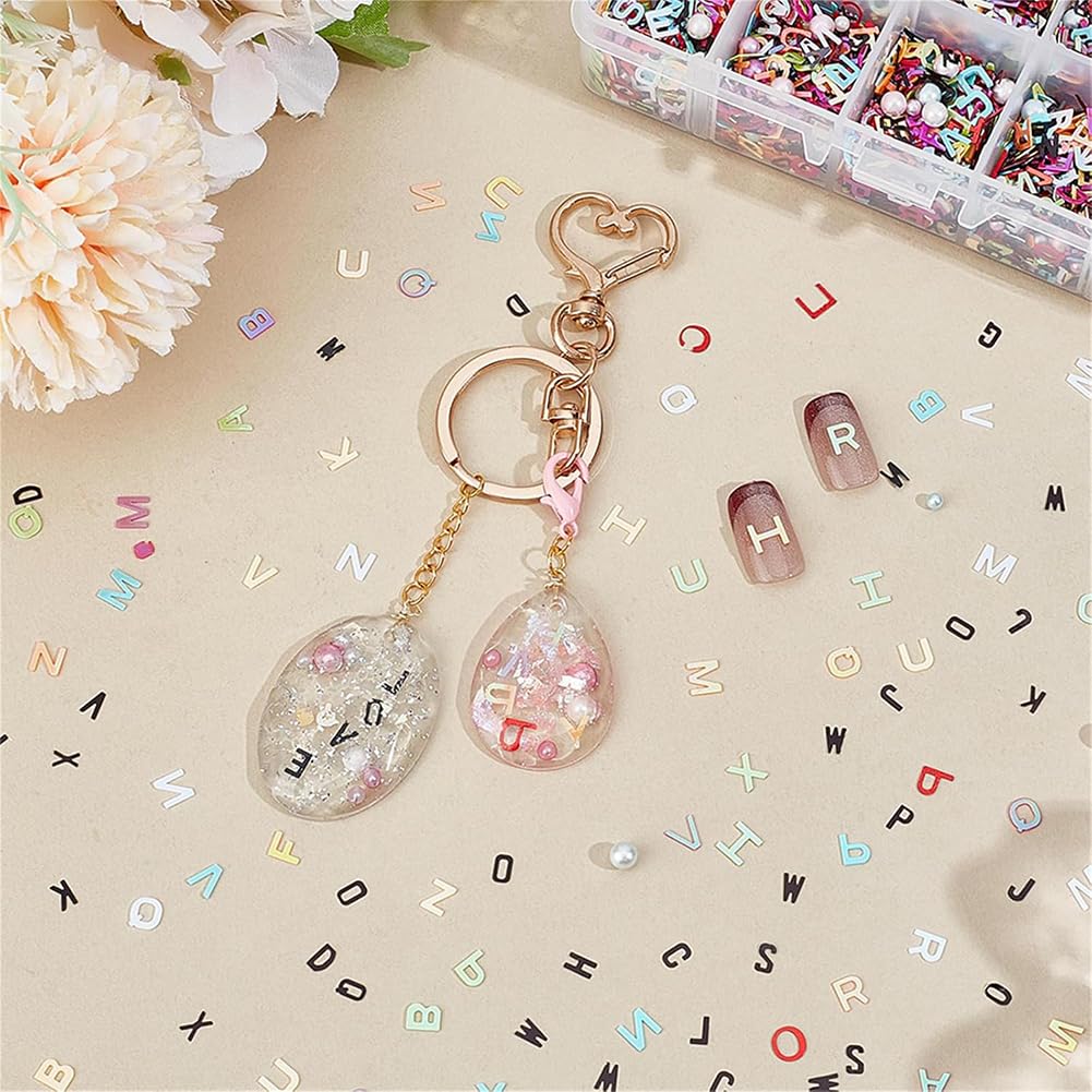 OLYCRAFT 140g Sequins Resin Fillers Alphabet Glitter Letter Sequins Resin Charms Flakes ABS Plastic Beads Resins Filling Accessories Sequin for Nail Art Decorations Nail Glitter and Resins Project