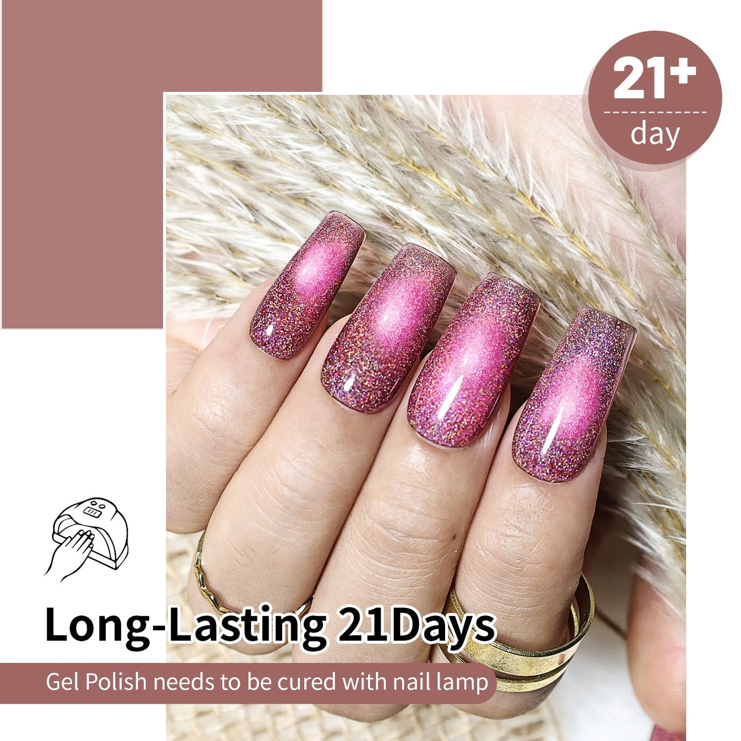 JODSONE 10 Colors Amber Rainbow Cat Eye Gel Nail Polish Set with Base Coat and Top Coat Magnetic Stick Nail Art Gifts to DIY at Home