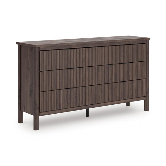 Signature Design by Ashley Symarro Casual 6-Drawer Dresser with Walnut Finish, Dark Brown