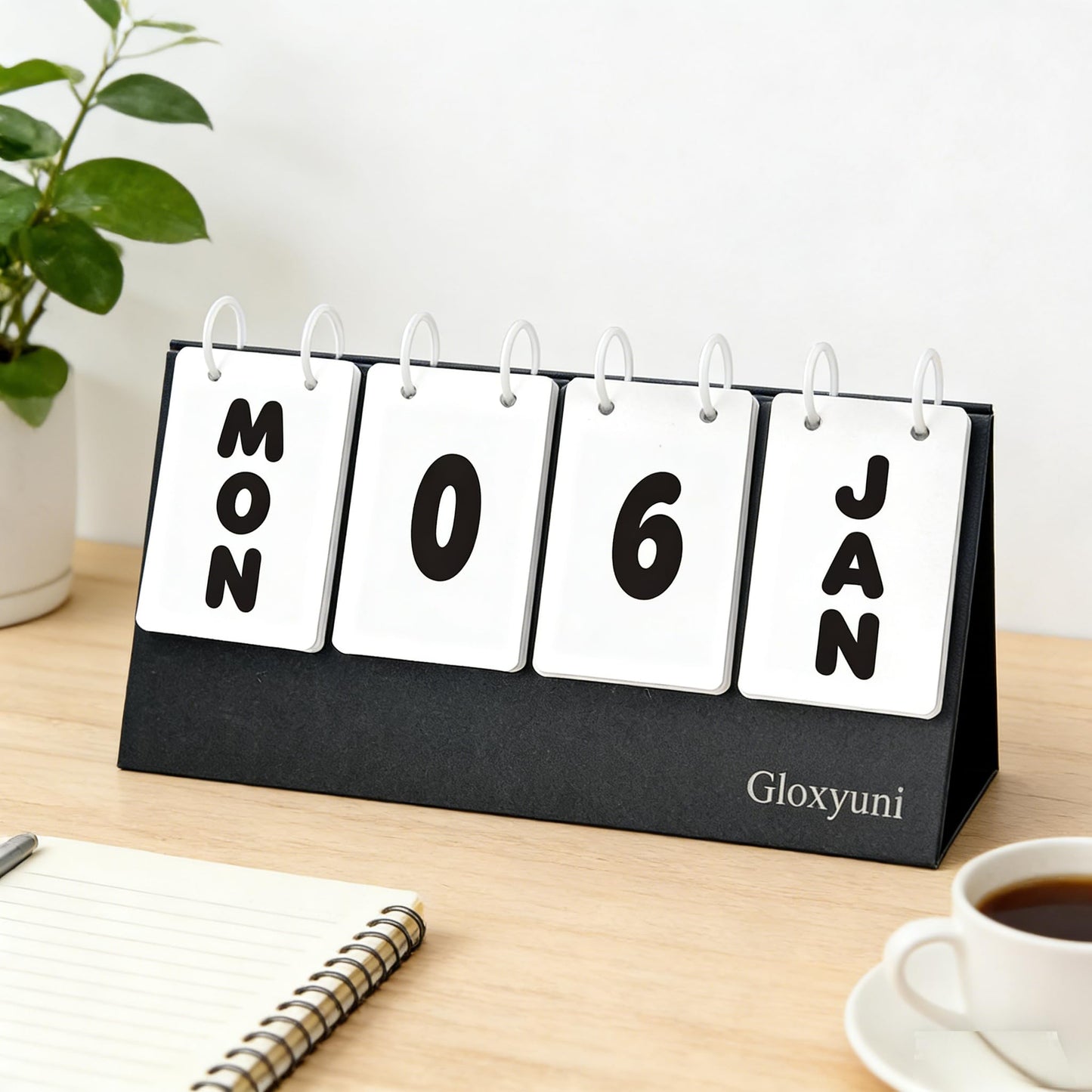 Paper vertical flip desk calendar, large-display desktop perpetual flip calendar, modern minimalist daily calendar with detachable plastic binder rings, suitable for home, office and classroom decoration, reusable year after year.