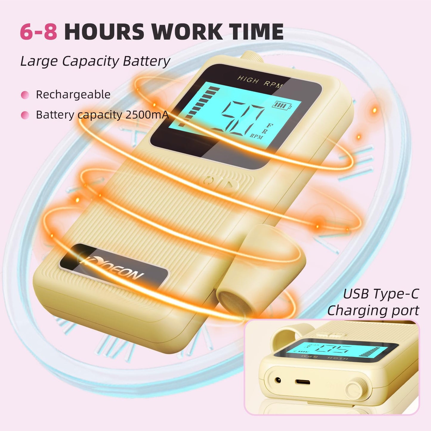 Professional Electric Nail Drill Machine, KYOEON Portable 50000 RPM Nail Drill Tools Kit Supplies with Accessories for Women High Speed Nail File Art Tools for Nail Techs or Salon Home