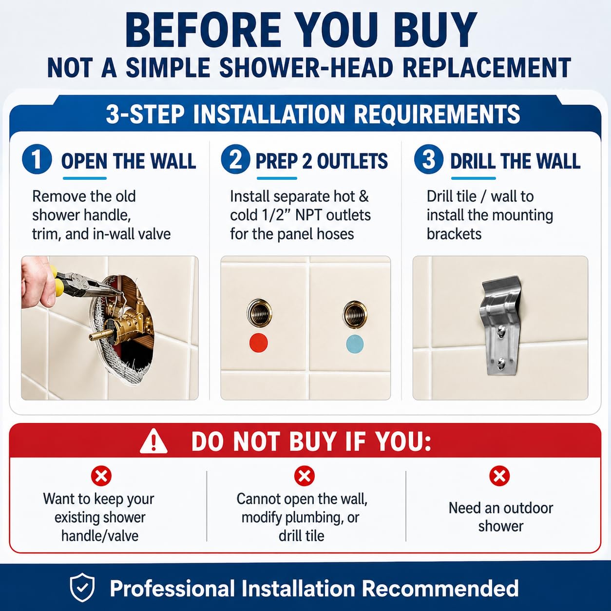 ROVOGO Stainless Steel Shower Panels System with 8-inch Rainfall Shower, 6 Body Jets and 5-Setting Handheld Shower Wand, Shower Tower with Adjustable Head, Brushed