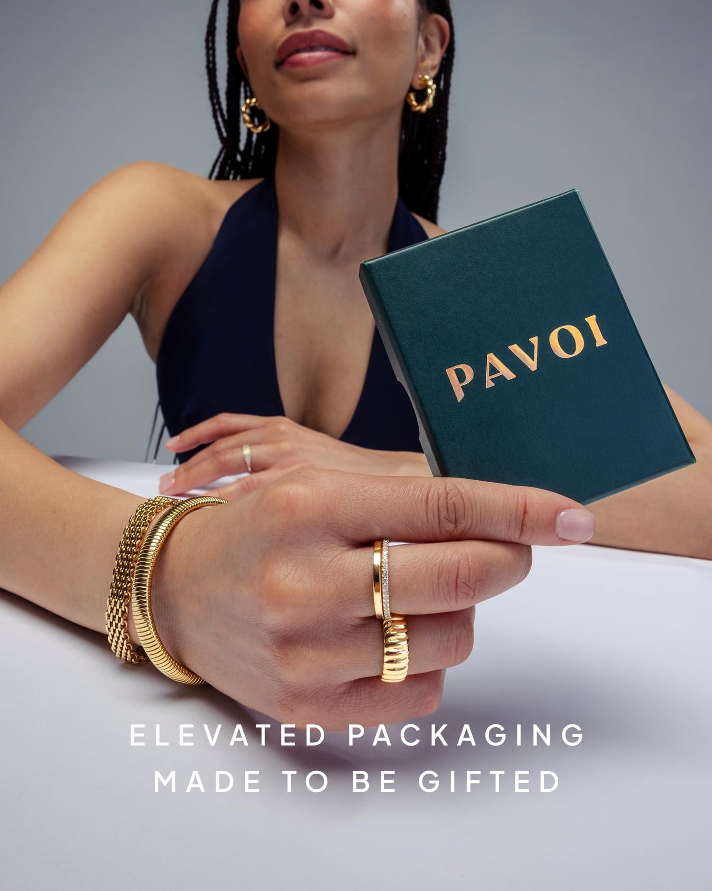 PAVOI 14K Rose Gold Plated 925 Sterling Silver Stackable CZ Ring for Women | Thin Band for Stacking | Simulated Diamond Eternity Wedding Band | Size 7