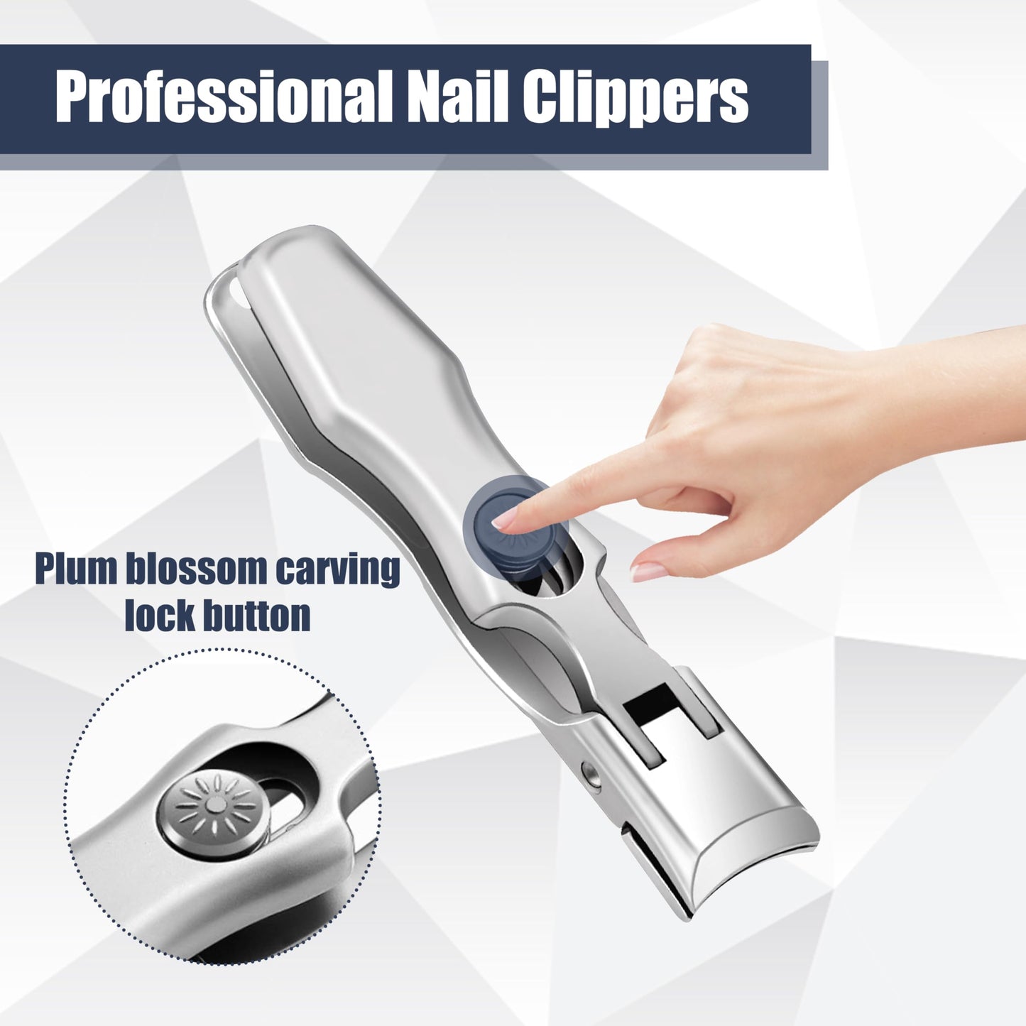 AGSIXZLAN German Nail Clippers Set for Men & Women and Seniors, Large Wide Jaw Opening,Anti Splash Design,Ultra Sharp Stainless Steel Heavy Duty fingernail & toenail Clippers for Thick Nails(Silver)