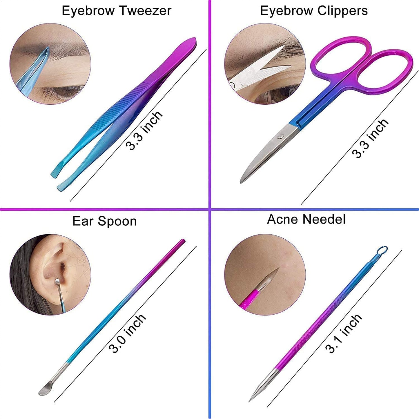 IFAN™ Professional Nail Clipper Nail File Nail Cutter 12PCS in 1 Rainbow Stainless Steel Manicure Set Pedicure Combo Facial Care Tools for Household Travel Portable Gift for Women（12P）