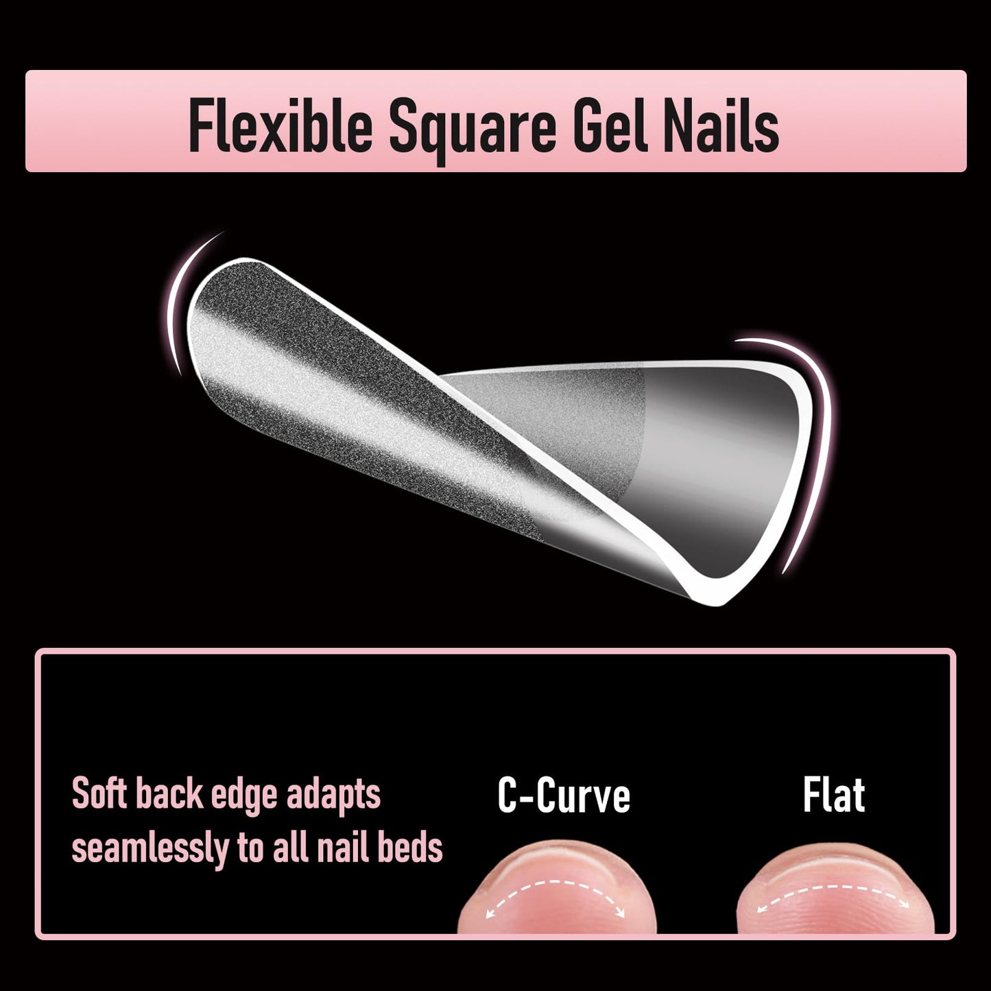 Wellquinn Short Square Nail Tips Thicken Soft Gel Nails Pre-etched Clear Full Cover Press on Acrylic Fake Nail Extension for Manicure Salon Home DIY 360Pcs 15 Sizes Black Box Collection