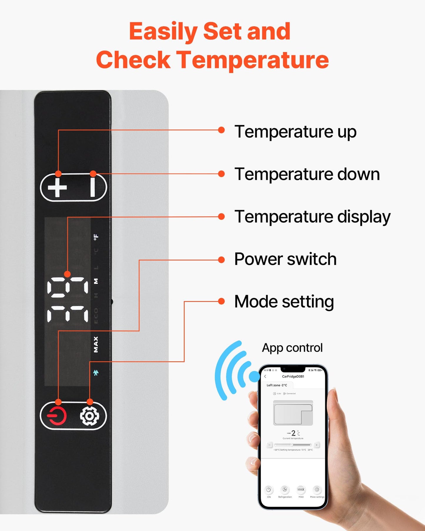 VEVOR 12 Volt Car Refrigerator, 26.4QT/25L Car Fridge, Portable Electric Cooler with -4℉~68℉ Adjustable Temperature, 12/24V DC and 100-240V AC Compressor Freezer for Outdoor, Camping, Travel, RV