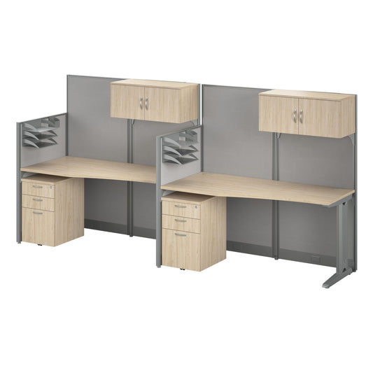 Bush Business Furniture 2 Person Cubicle Desks with Storage, Drawers, and Organizers, Office in an Hour Collection, Natural Elm