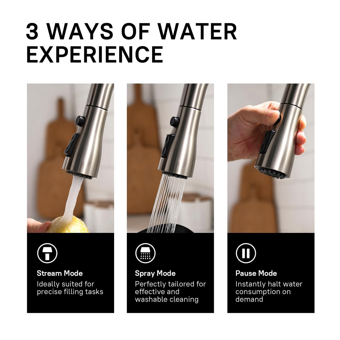 WEWE Kitchen Faucet with Pull Down Sprayer, Brushed Nickel Kitchen Sink Faucet Fits 1 or 3-Hole Kitchen Sinks, Single Handle Premium Stainless Steel, Suitable for RV, Farmhouse, Bar (Set of 2)