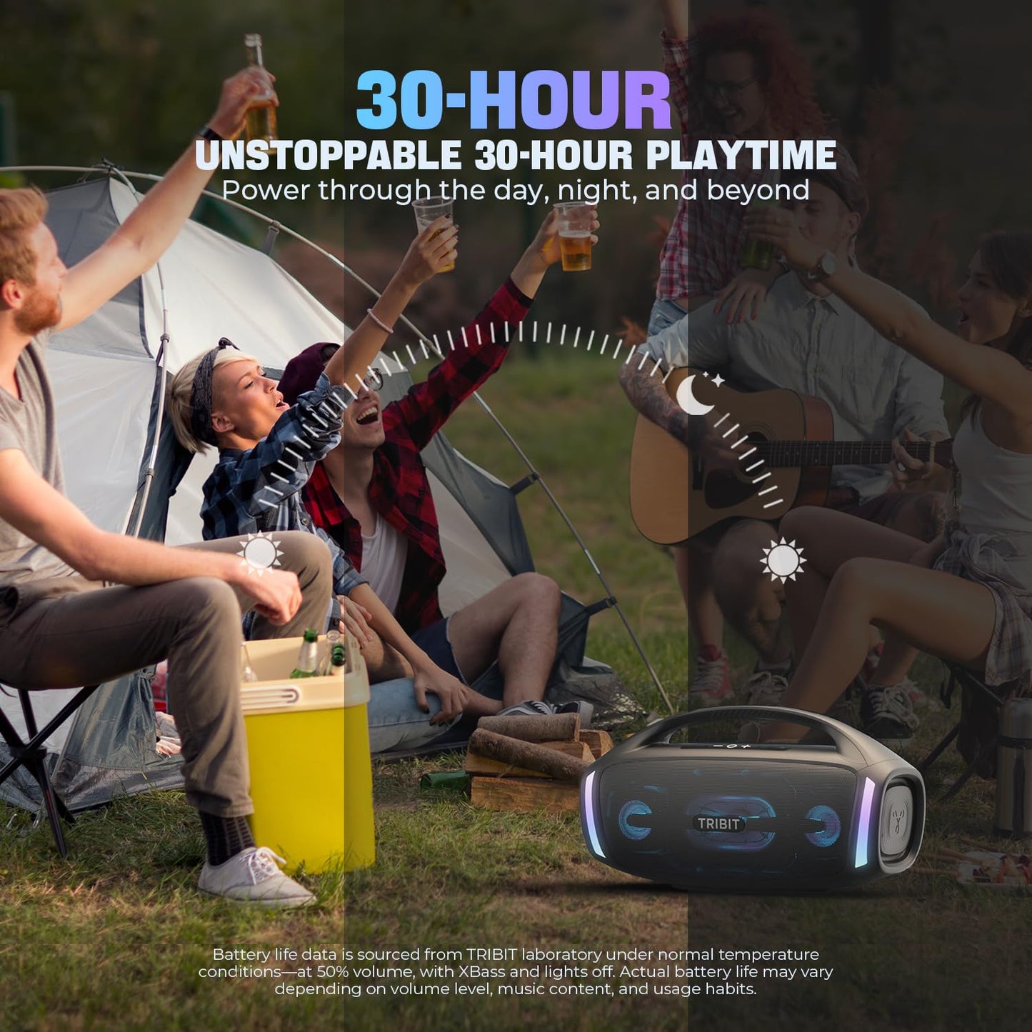 Tribit Bluetooth Speaker StormBox Blast 2, 200W Portable Wireless Speaker with Subwoofer, XBass, LED Light, Bluetooth 5.4, IP67 Waterproof, Custom EQ, 30H Playtime, TWS Pairing for Party/Outdoor