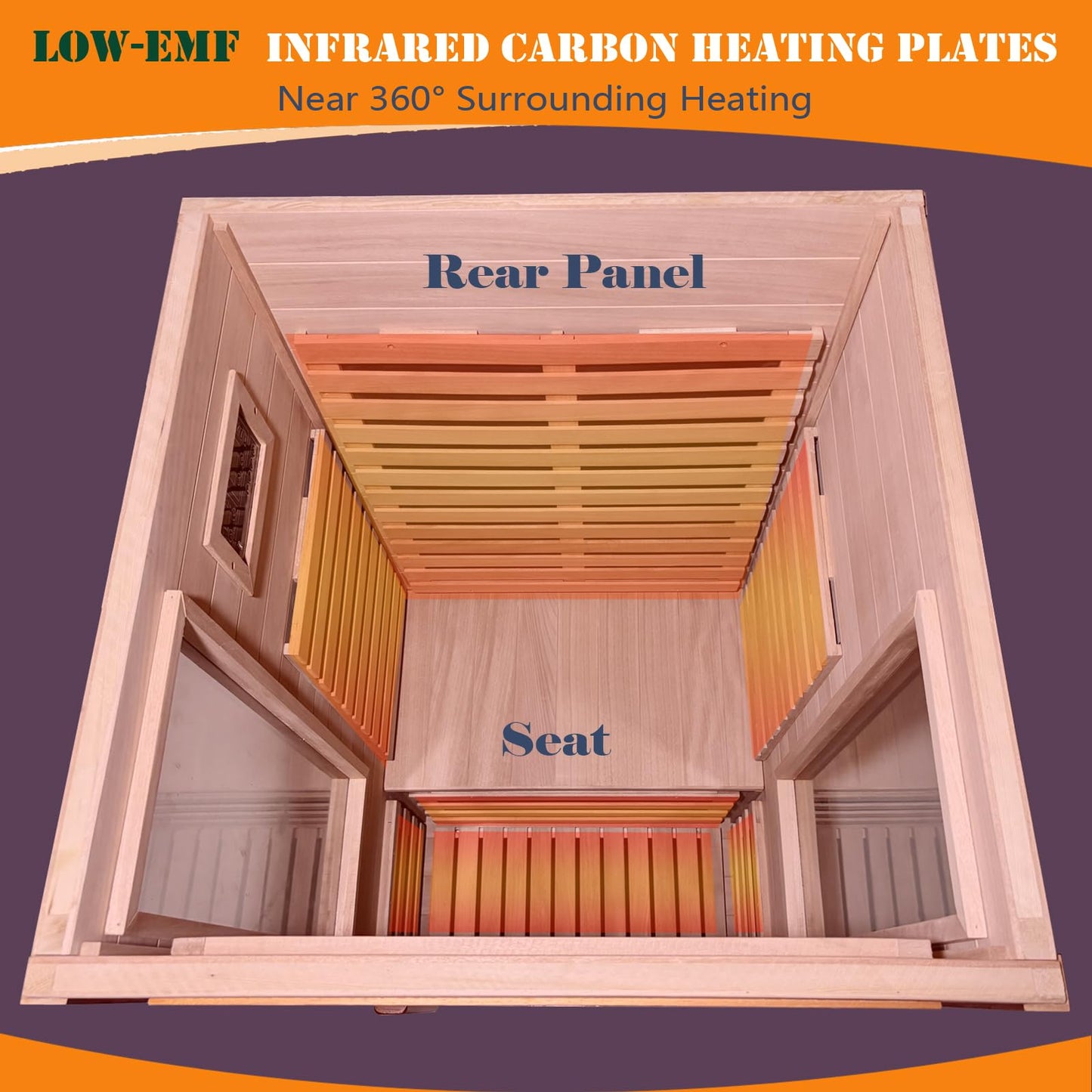AWUCRSI 1-Person Infrared Saunas for Home,7 Low EMF Carbon Fiber Heating Panels,Okoume Wood with Tempered Glass Door,Red Light Therapy,Bluetooth Speaker,7 Color Chromotherapy Light,31.5"x31.5"x63.3"