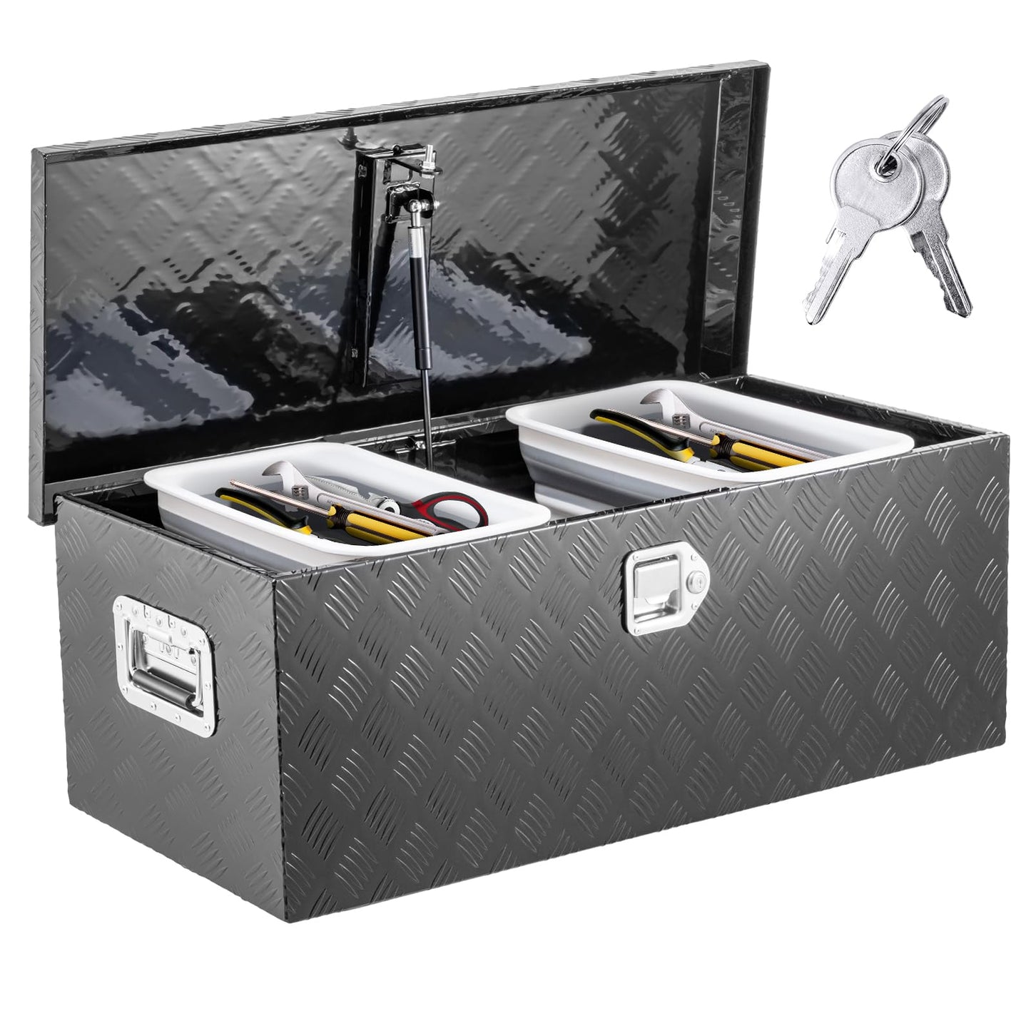 KING CHAO FOO 36" Lx15 Wx15 H Aluminum Tool Box, Heavy Duty Truck Bed Toolboxes with 2 PCS Keys, Upgraded Widest Tool Box Used for Truck Bed Storage,Trailers,Pickup,RV, All-Weather Use