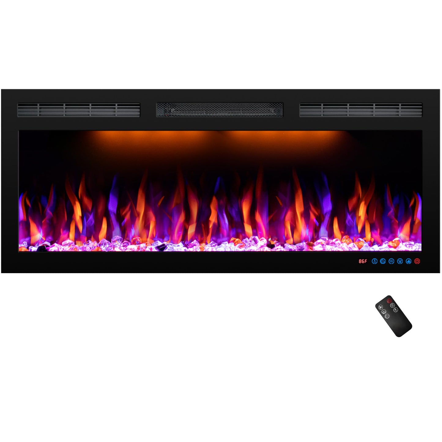 Dreamflame 40inch Electric Fireplace, Recessed& Wall Mounted Fireplace Heater with Larger Screen, Colorful Flame Warm and Decorate Home with Remote Control, 750W/1500W, Black
