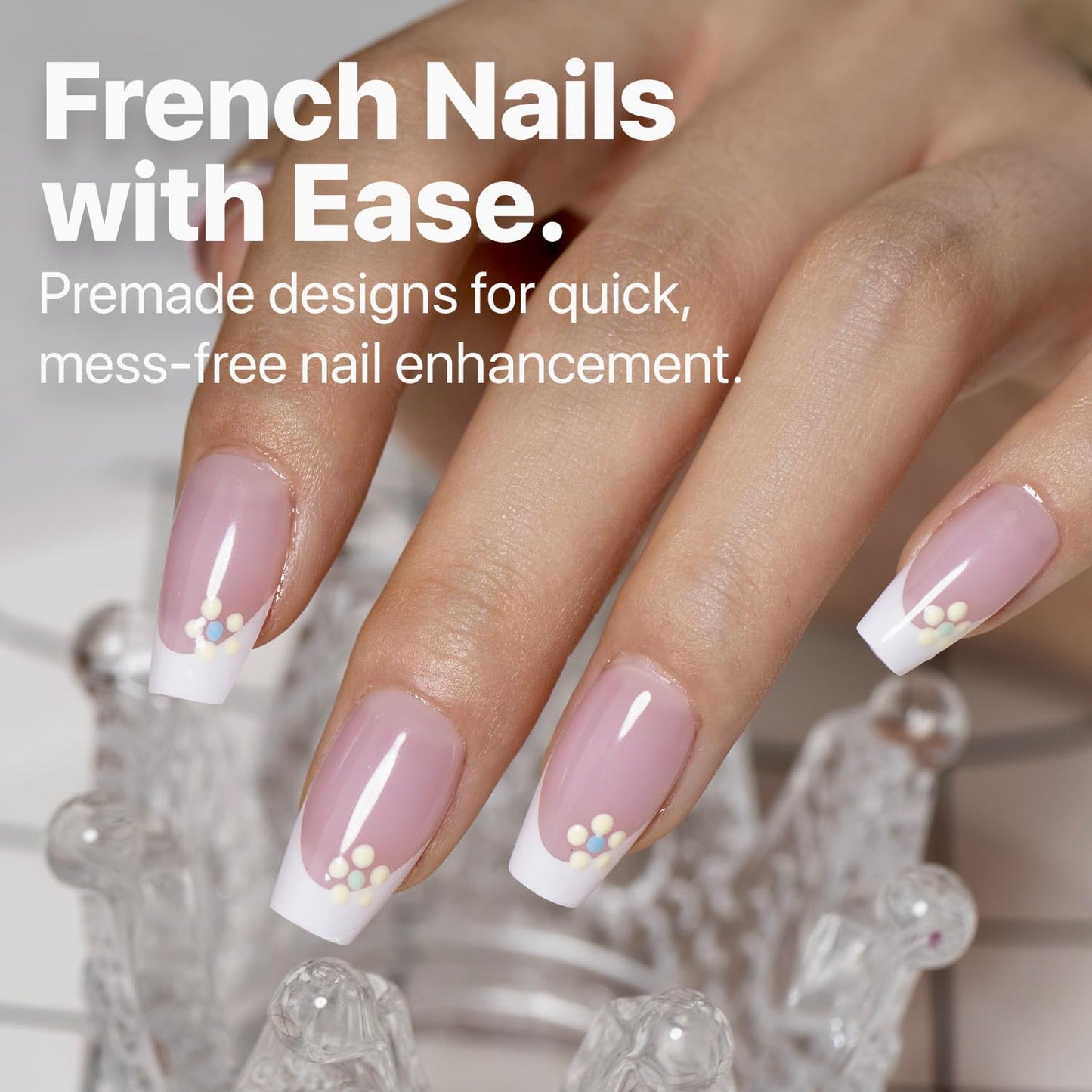 SXC Cosmetics French Tip Press On Nails – Pink Series, Short Coffin Fake Nails X-Pro Tips Starter Kit | 150PCS, 15 Sizes, 5 Styles