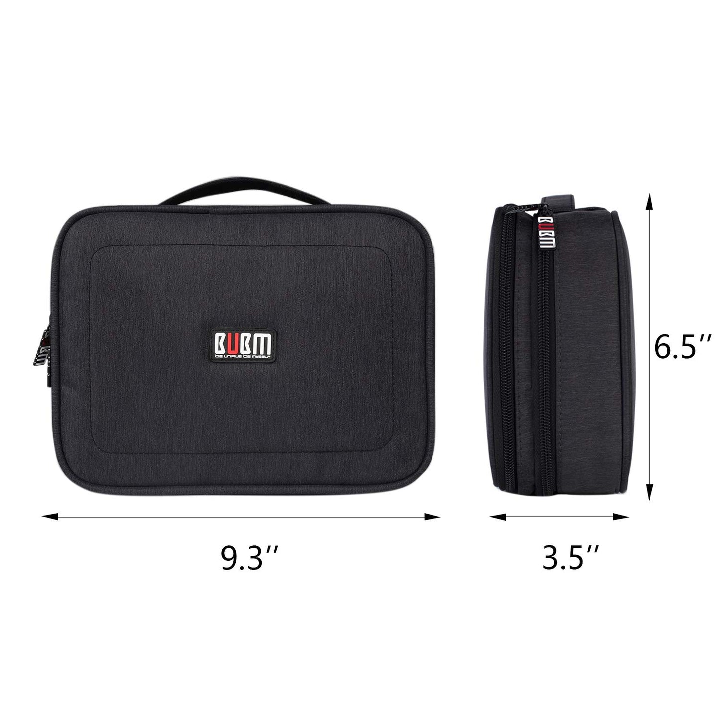 BUBM Electronic Organizer, Double Layer Travel Gadget Carry Bag for Cables, Plugs, Earphone, Flash Hard Drive and More--a Sleeve Pouch for iPad Mini(Medium, Black)