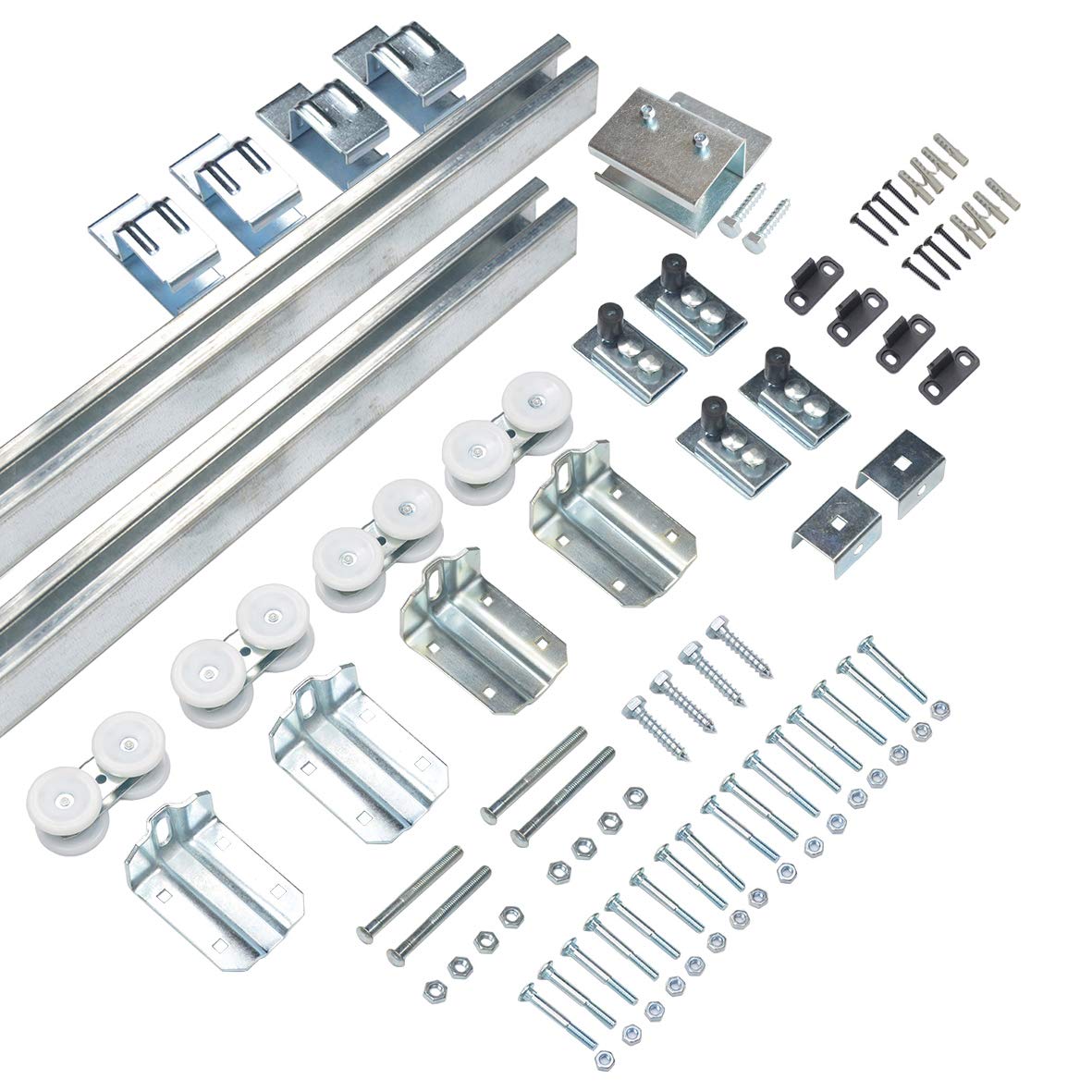 DIYHD 10FT Galvanized Steel Exterior Double Sliding Barn Door Hardware,Heavy Duty Wall Mount Box Track Kit for Outdoor Use,MAX Load 330lbs,Kit to Hang 2 Doors(Fit 30" X 2 Door)
