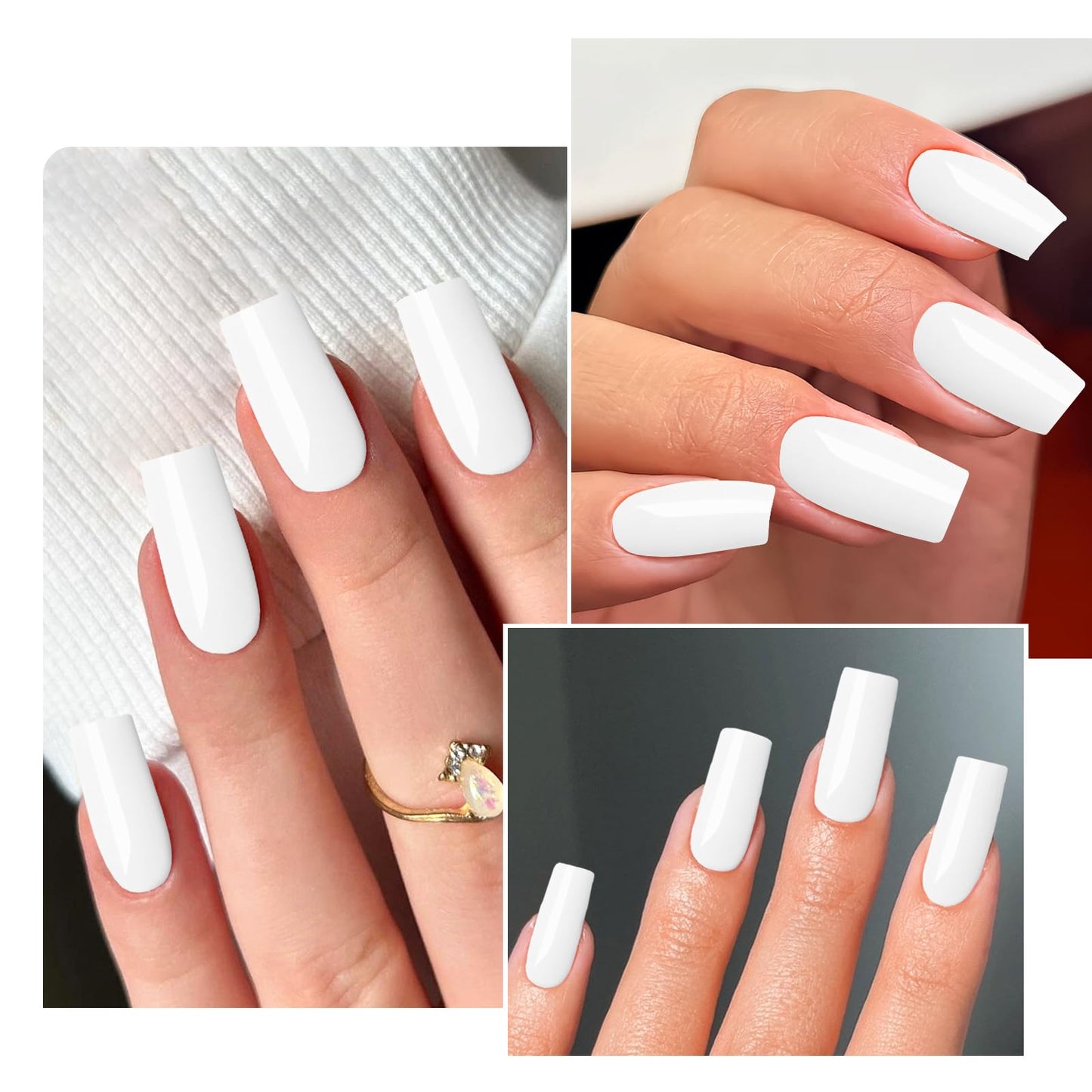 Lifextol 120pc Square Press on Nails Medium Long Ballerina Fake Nail Full Cover Artificia Acrylic False Nail Art Square Fingernails for Beginner Women and Girls Manicure(White）