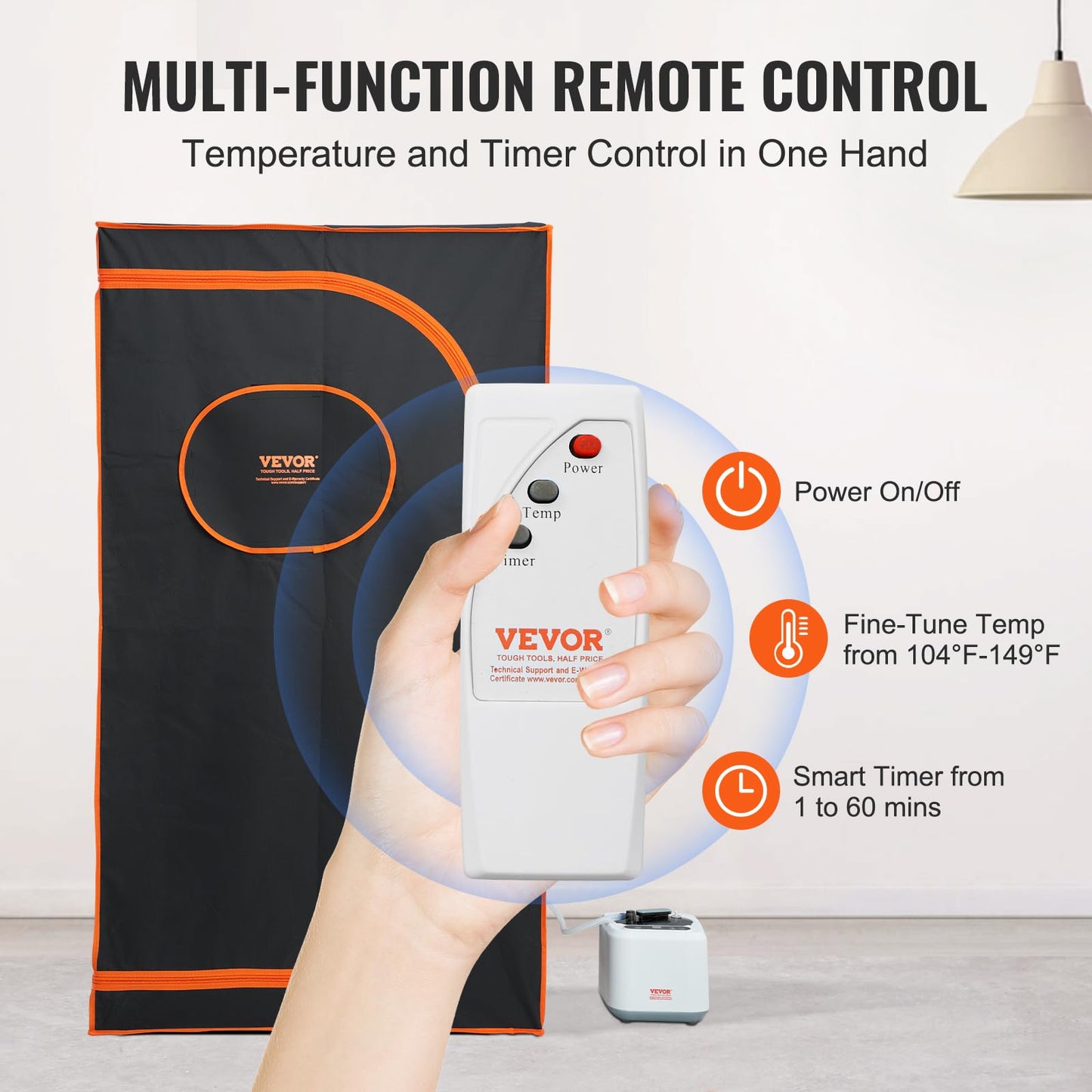 VEVOR Portable Steam Sauna Tent Full Size, 1000W Personal Sauna Kit for Home Spa, Detoxify & Soothing Heated Body Therapy, Time & Temperature Remote Control with Floor Mat