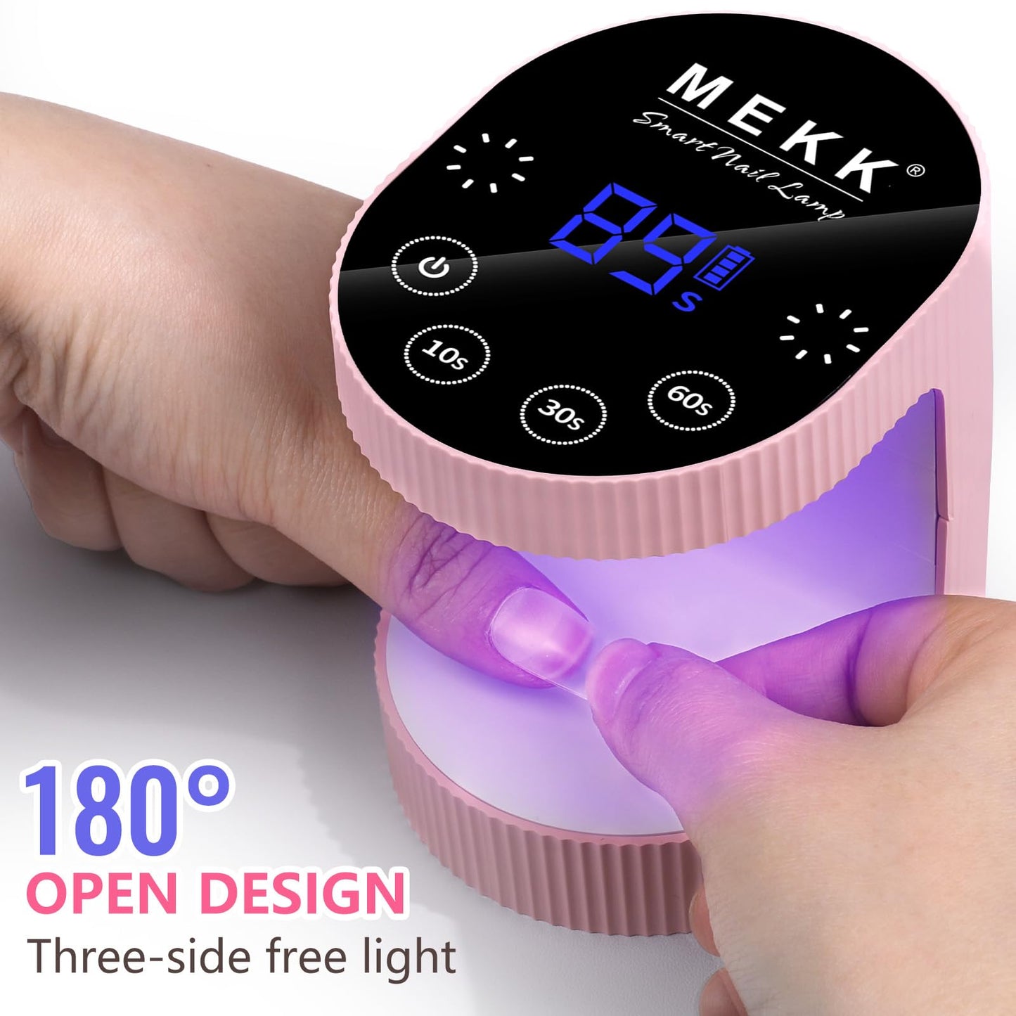 MEKK Cordless Mini UV Light for Gel Nails - 24W Rechargeable Mini UV LED Nail Lamp with Touch Control & Auto Sensor,Small Flash Cure Lamp,4 Timers,Portable Nail Light for Tavel & Home Use-Light Pink