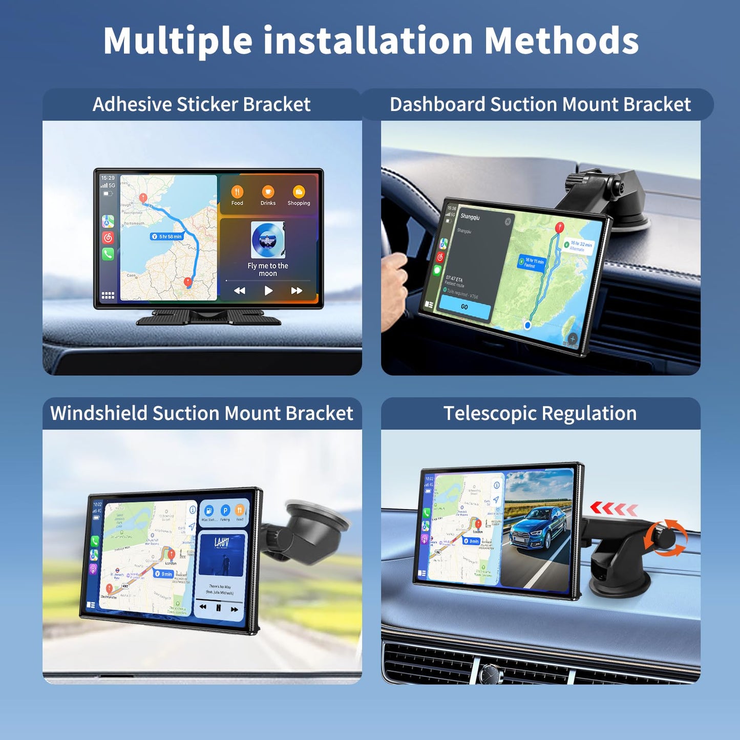 Wireless A pple Carplay Screen Carplay Screen for Car 11" with 4K Dash Cam 1080P Backup Camera, Car Stereo for Carplay & Android Auto GPS Navigation/Bluetooth/Mirror Link/Voice Control/AUX/FM/Siri