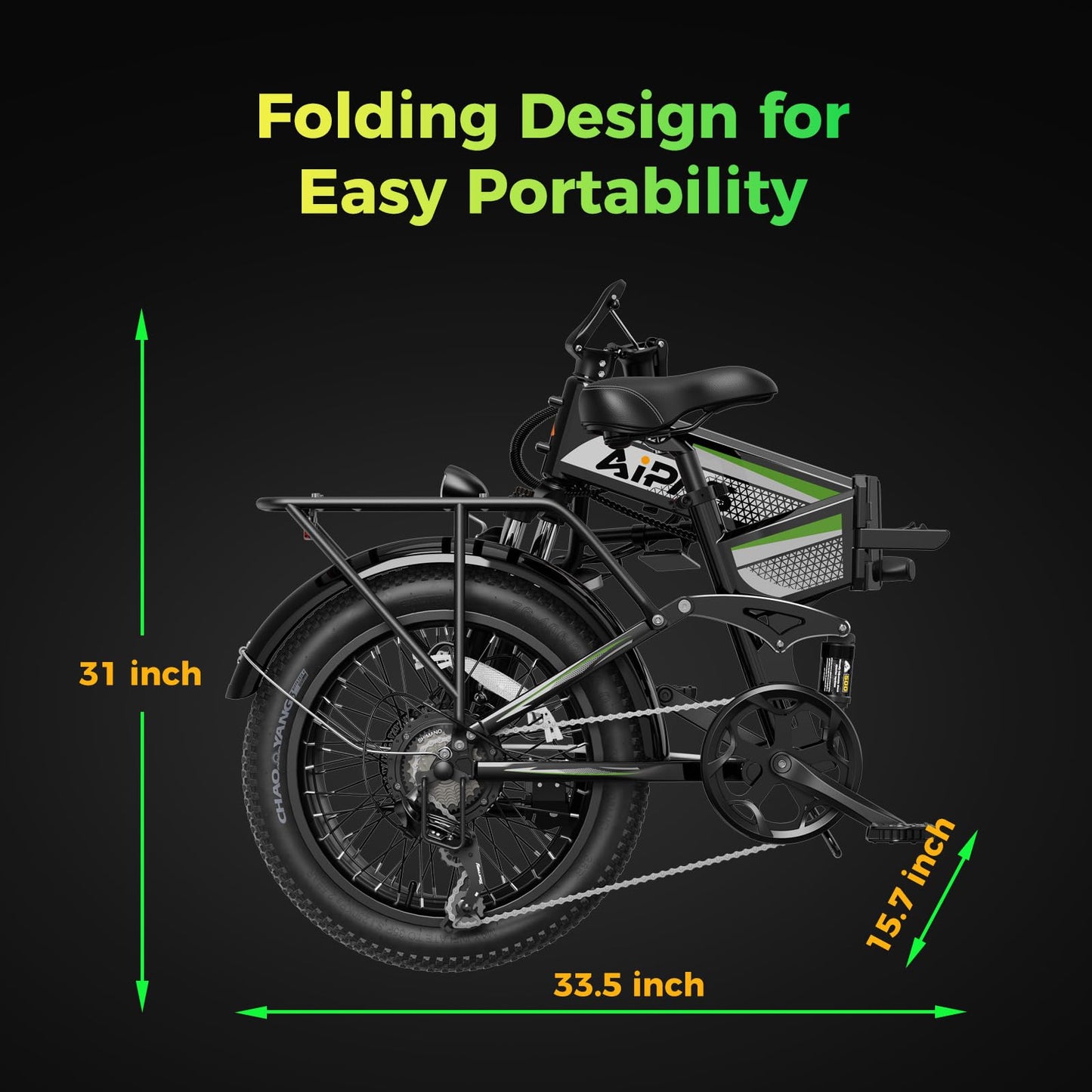 Aipas F3 Electric Bike for Adults with 1500W Motor Peak,48V 12.8Wh Removable Battery Max 62 Miles 28MPH,20" x 3.0 Fat Tire Folding Electric Bike with 7-Speed and Full Suspension with Front Basket