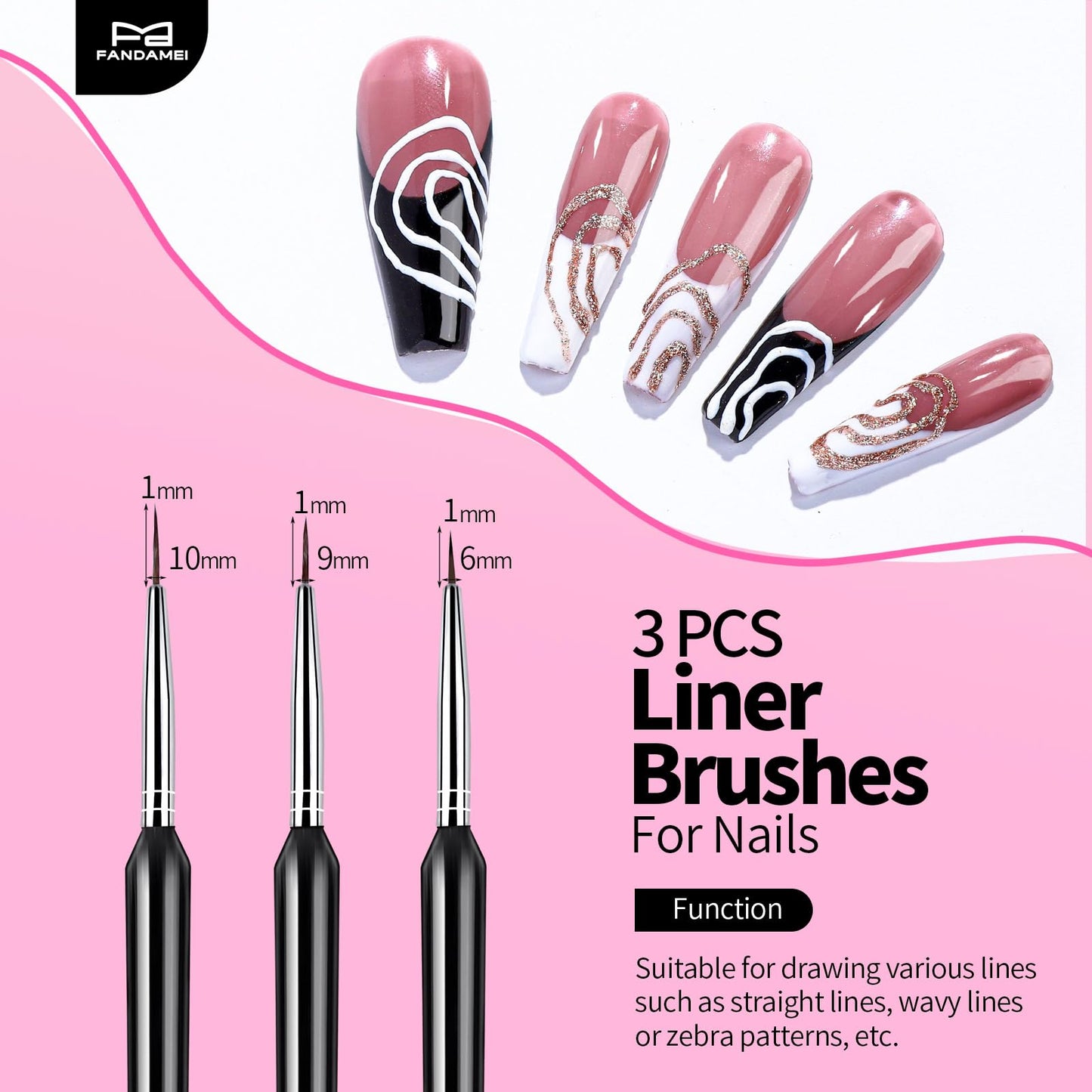 FANDAMEI Nail Art Brushes, Nail Art Tools, Nail Design Tools, Nail Brush Set With Nail Stand, Nail Holder For Painting Nails, 11PCS Nail Brushes For Nail Art, 5PCS Nail Dotting Tool, Nail Art Palette