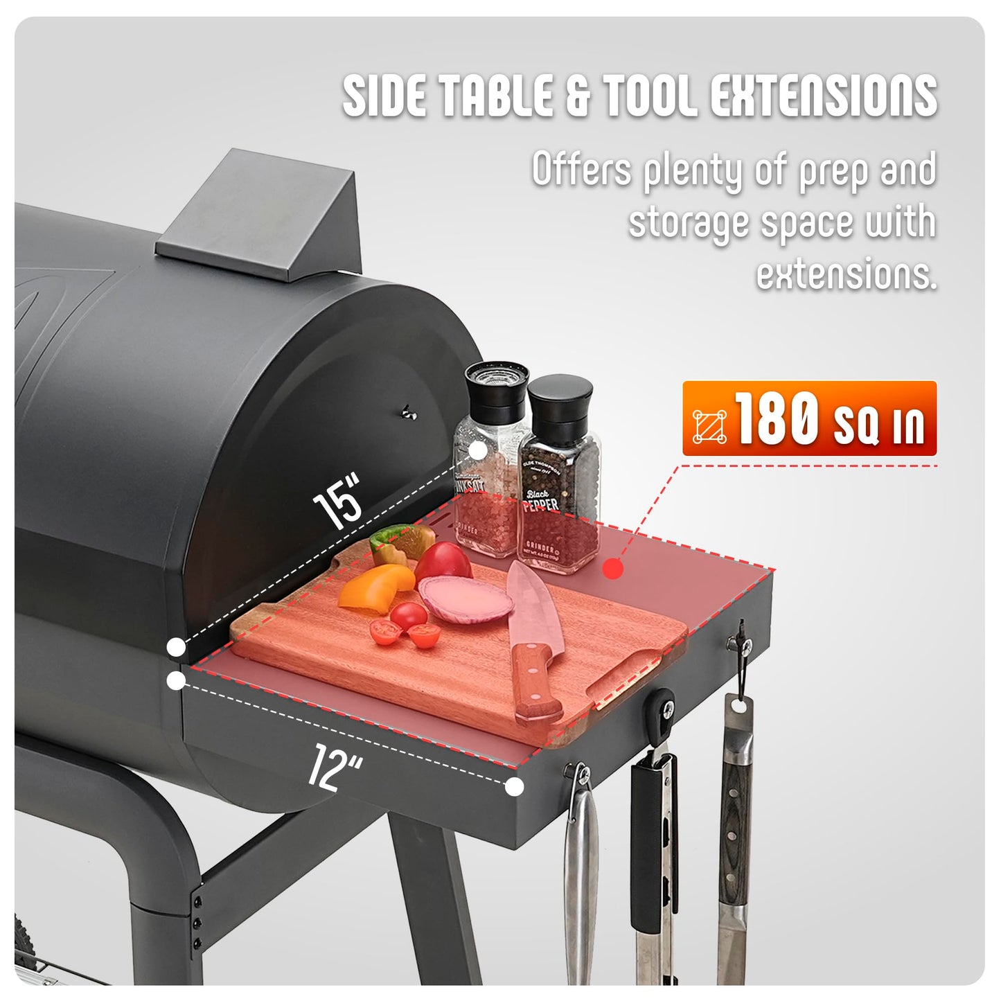 Feasto BBQ Charcoal Grill with Side Table, 30-In Heavy Duty Outdoor BBQ Grill with 647 Sq. In Cooking Area for Outdoor Barbecue in Backyard, Patio and Parties, Black