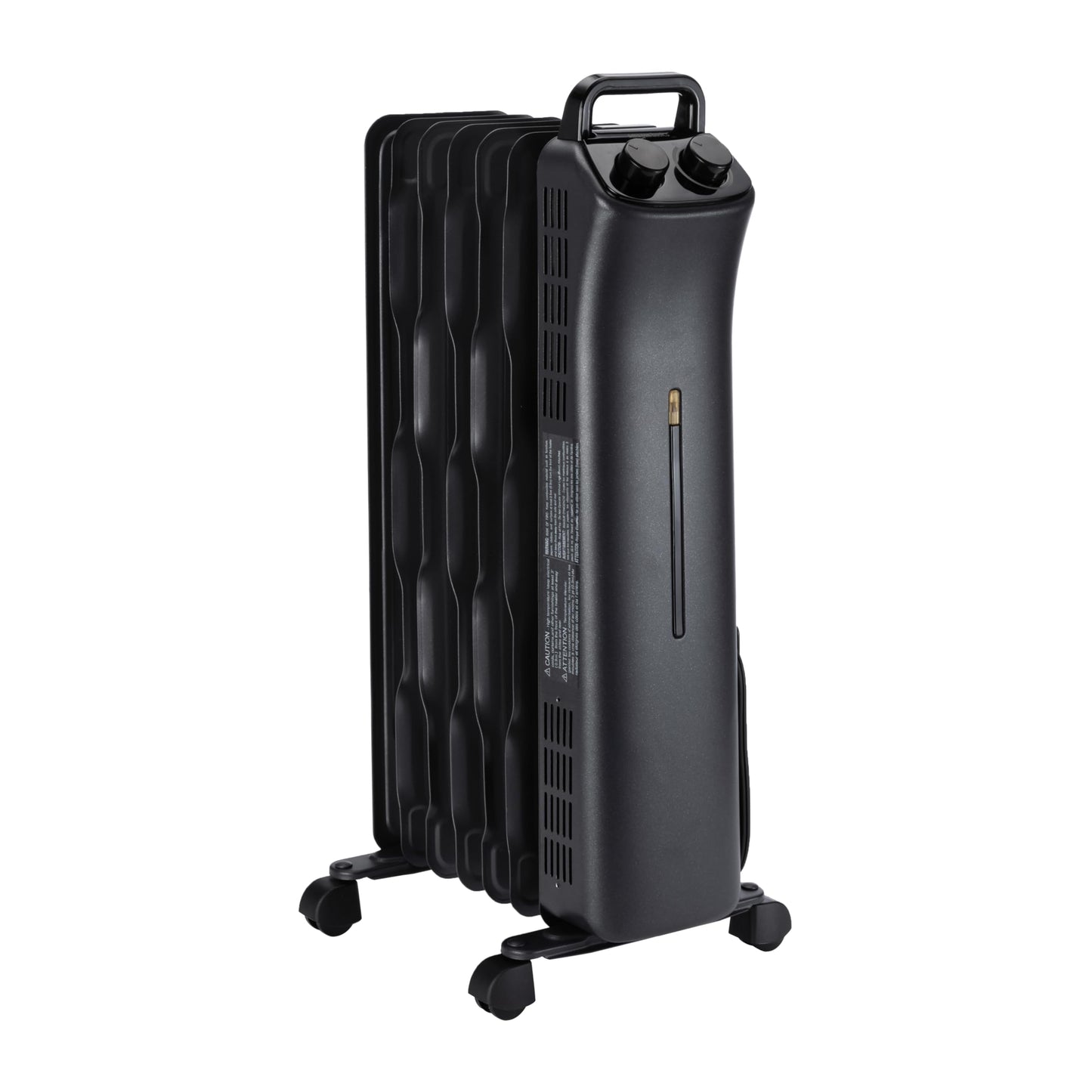 Amazon Basics Portable Oil Space Heater with 7 Oil-Filled Fins, 3 Heat Settings, Adjustable Thermostat, Tip-Over and Overheat Protection, ETL Safety Certificate, 1500W, Black