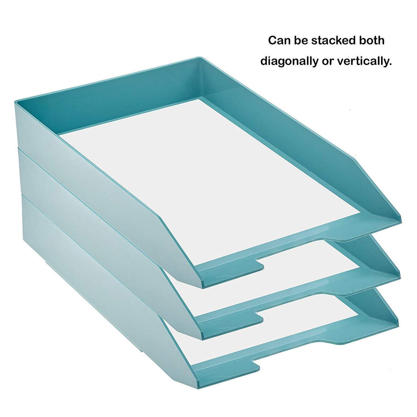 Acrimet Stackable Letter Tray Front Load, Letter Size, Stacking Document Desk Office Paper Organizer, Plastic, Solid Green Color, 1 Unit
