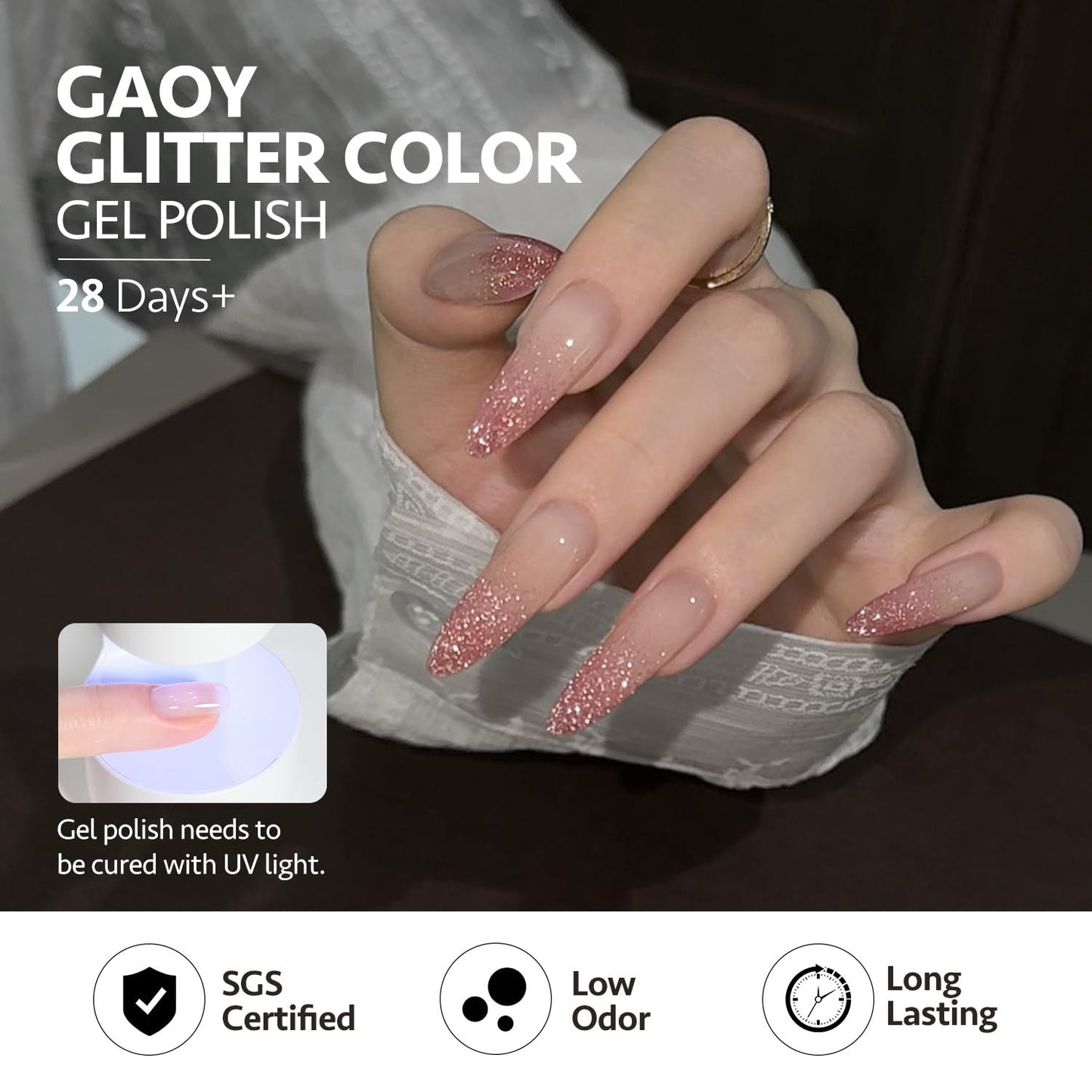 GAOY Reflective Glitter Gel Nail Polish Set, 6 Colors Red Pink Silver Holographic Sparkle Gel Kit, Soak Off UV Light Cure for Salon and Nail Art DIY at Home, Radiant Opulence
