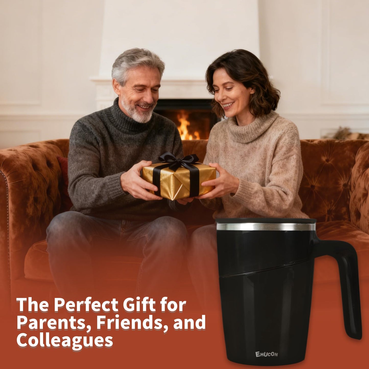 Anti-Impact No-Tip Desk Mug, 470ml / 15.9oz Stainless Steel Vacuum Insulated Mug with Handle, Smart Suction Base, Non-Slip & Knock Proof, Helps Prevent Desk Spills for Coffee, Tea, Kids & Pets (Black)