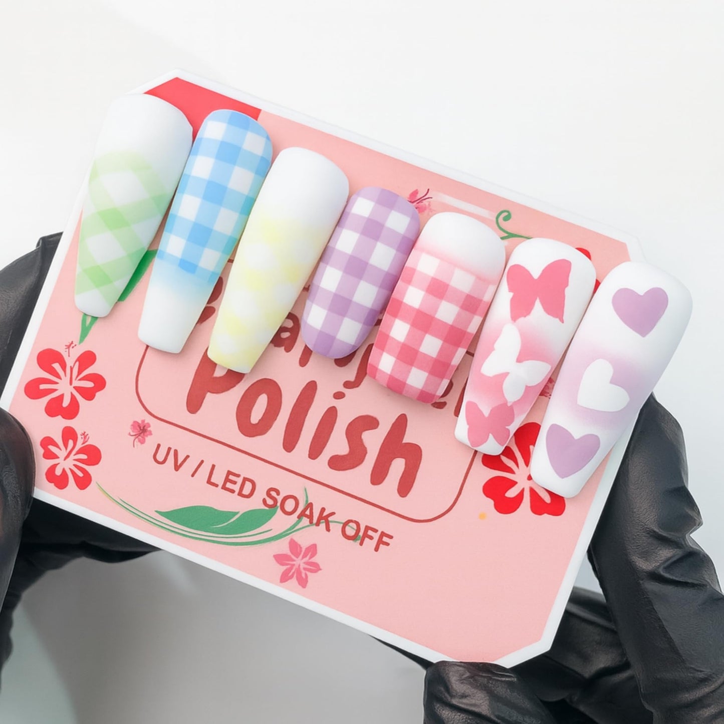 Gradient Ombre Nail Polish Kit, 9 Colors, 100 Sponges, French Manicure Tool Set with Stickers (Cotton Cloud Ombre Set #16)
