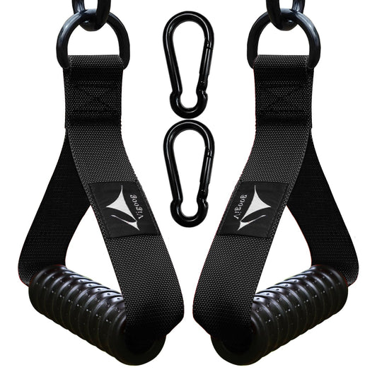Vigoog Heavy Duty Gym Workout Handle Attachments - Powerful, Comfortable & Anti-Slip Rubber Exercise Grips for Cable Machines, Pulley Systems and Other Fitness Equipments (Carbon Black W)