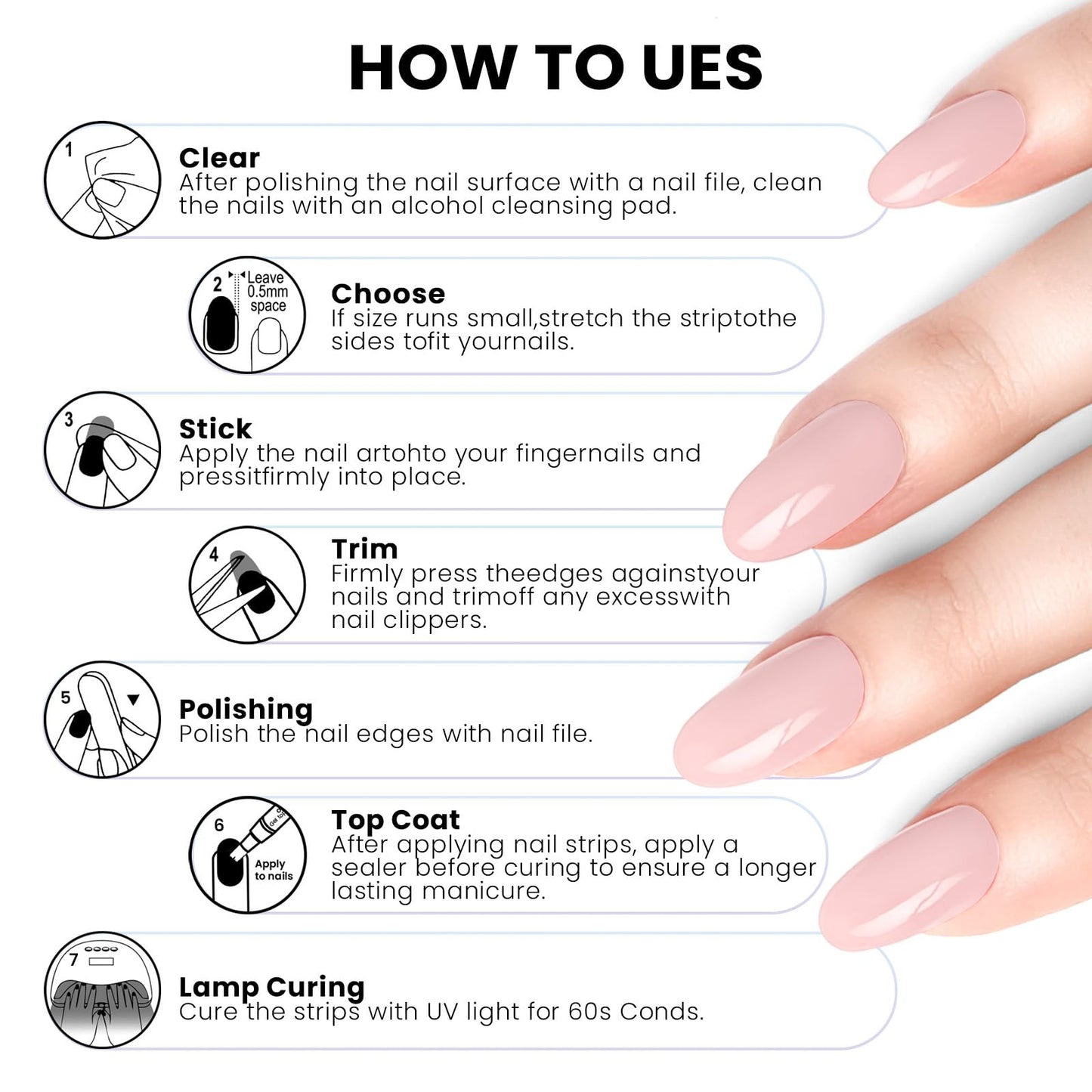 Oauee Semi Cured Gel Nail Strips | Built-In Gel Top Coat | UV Light Required | Salon Quality, Easy Application And Removal (Muted Purple Flower)