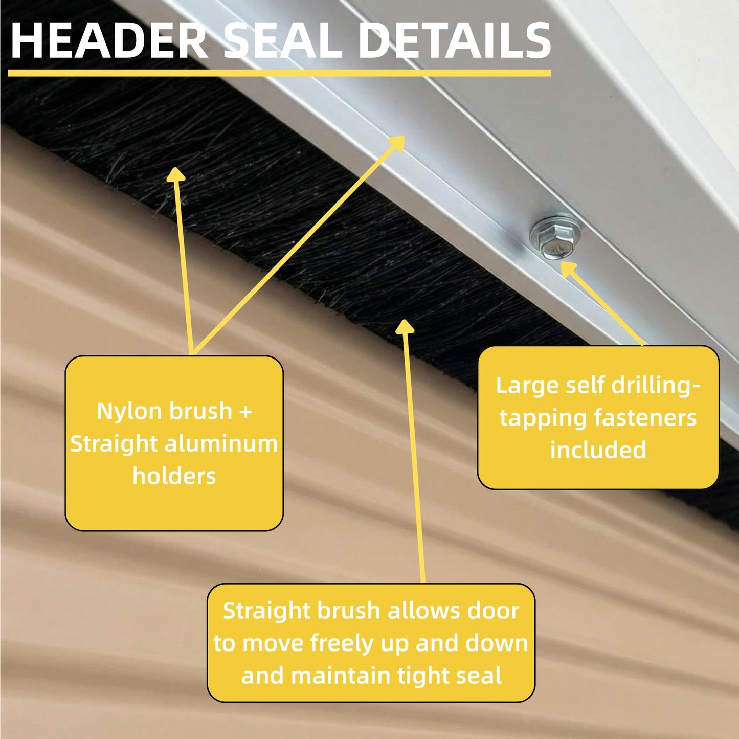 Mindoub 36 FT Garage Door Brush Seal Kit for 12'W X 12'H Doors, 3" High-Density Long Nylon Bristle with Pre-Drilled Aluminum Track, Complete Top and Side Weather Stripping for Commercial Doors