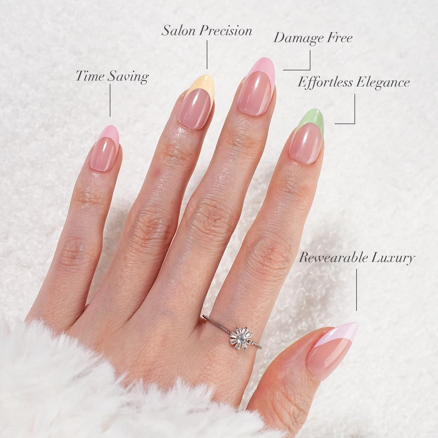SXC Cosmetics Press On Nails - 011 Pastel Party | X5 Signature Series - Short Almond X-Pro Tips Fake Nails, Salon Quality Nails 16 Sizes - 160 pieces Nail Kit with Glue