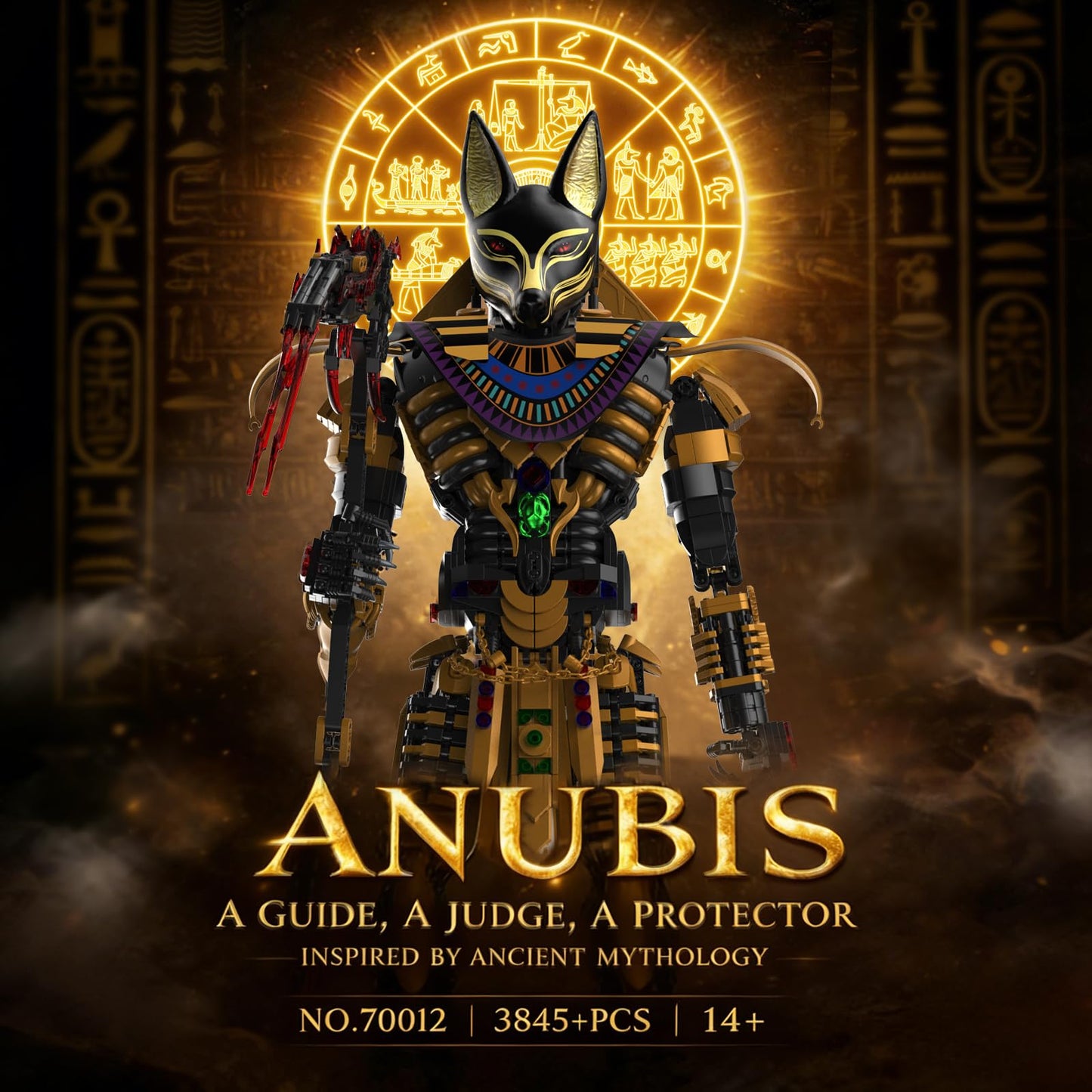 JMBricklayer Anubis Mythical Building Set for Adults, Ancient Egyptian God Building Blcoks, Collectible Mech Model Kits for Home Office Decor, Large Display Statue Gifts for Men & Mythology Lovers