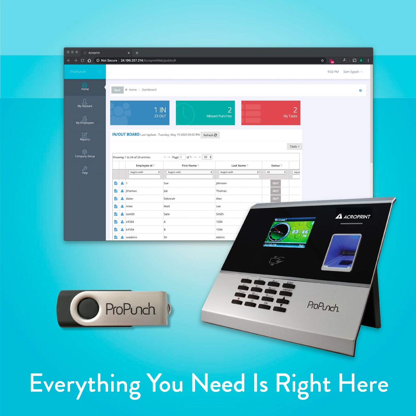 Acroprint ProPunch Time Clock System for Employees – Biometric Fingerprint Time Clock for Small Business, No Monthly Fees, Advanced Time Card Machine with Employee Time Tracker