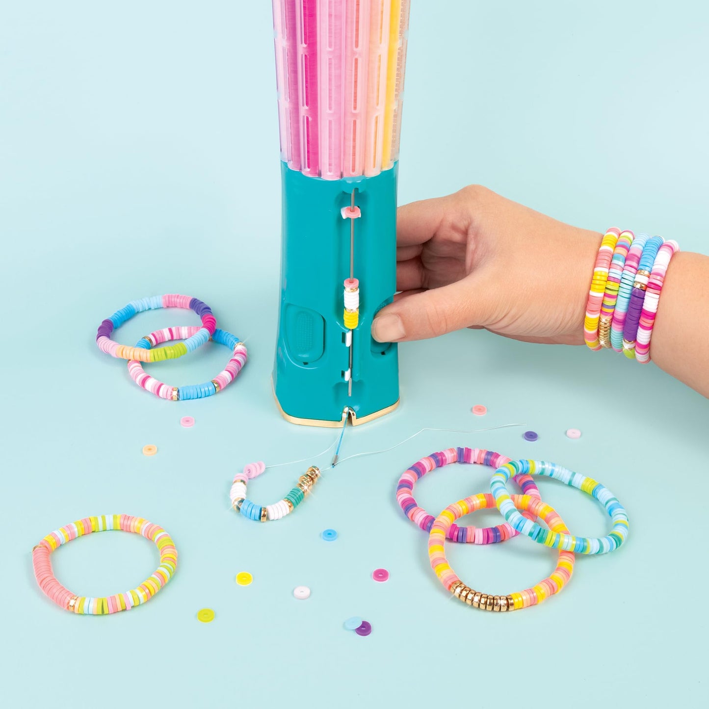 Make It Real: Swift Clicks - Heishi Bracelet Maker - 2047pc, DIY Jewelry Craft Kit, Design & Make 23 Bead Bracelets, Rotate-Click-Wear, Girls Kids 8+