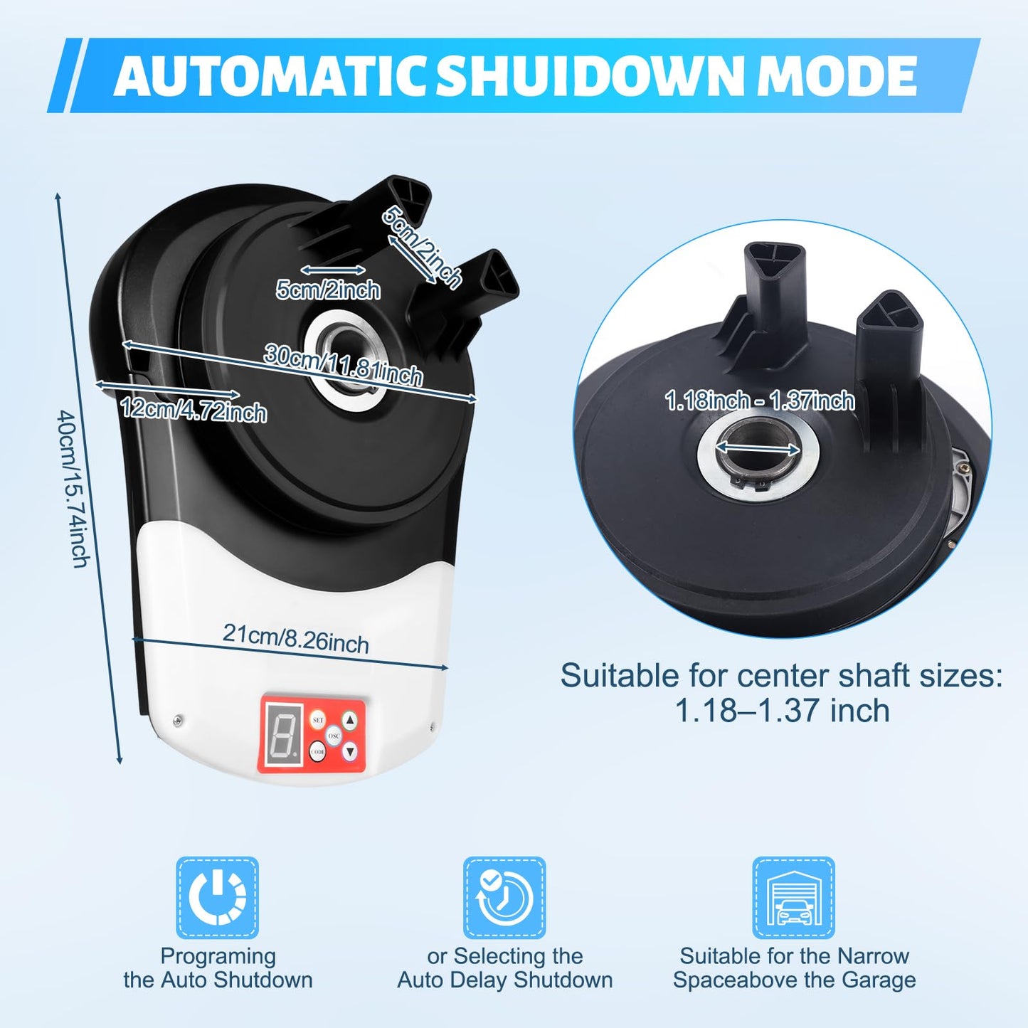 Automatic Roller Door Opener Side Mount Garage Door Opener 110V Garage Door Motor with Two Remotes - 800N Quiet Roll Up Doors for Garage, Quiet Roll Up Doors