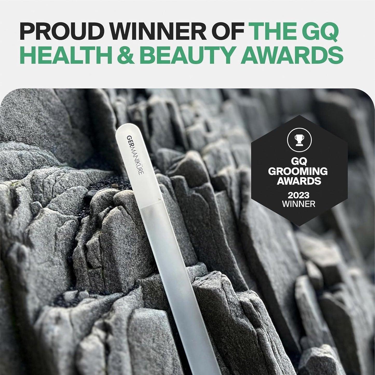 GERMANIKURE Glass Nail File in Cork Sleeve - I'm Too Pretty to Work - Professional Crystal Nail File for Natural Nails - Ideal Manicure & Pedicure Tool for Smooth, Easy Shaping - Nail Care Gift