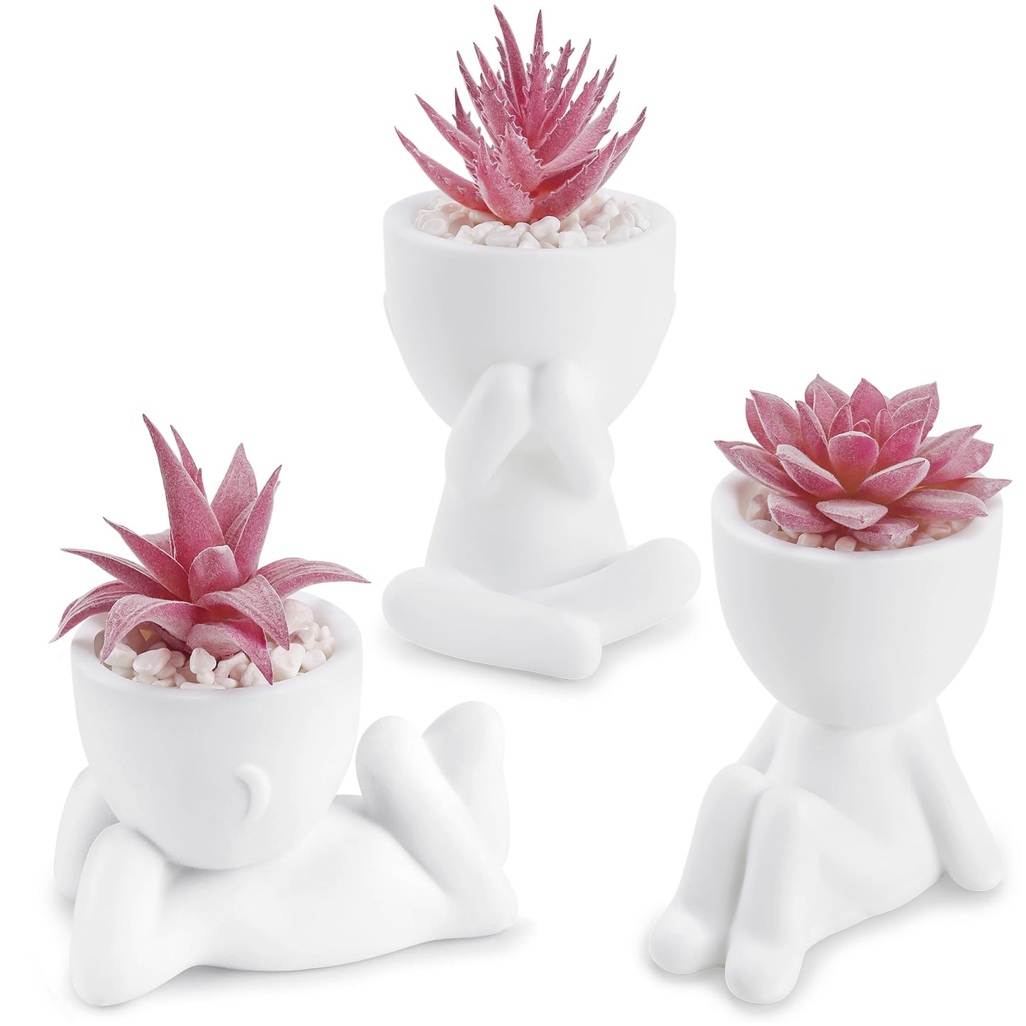 Der Rose 3pcs Fake Succulents Plants Artificial for Black Bathroom Bedroom Home Room Decor Aesthetic Indoor