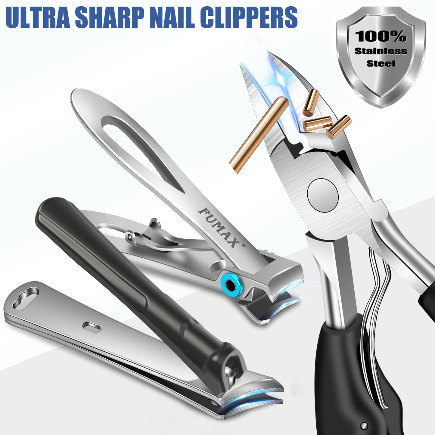 Toenail Clippers for Seniors Thick Ingrown Toenails, Large Nail Clippers for Men Thick Nails, 2026 Heavy Duty Sharp Slanted Nail Cutter, Wide Opening, Long Handle, Nail Clipper Set Gifts for Men Women
