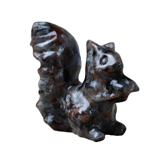 DZJXBZhu Flame Stone Squirrel Crystal Statue Healing Crystal Reiki Meditation Pocket Gem Guardian Sculpture Home Study Table Desk Decor Collection Gift for Loved Ones