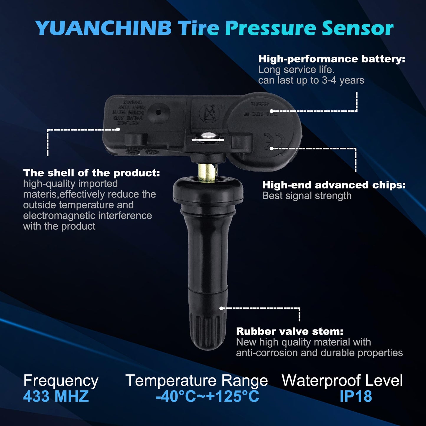 56029398AB TPMS Sensors Set of 4 for Chrysler Dodge Jeep Ram Tire Pressure Monitoring Sensor 433MHz Replaces 68142397AA 68241067AA 68241067AB
