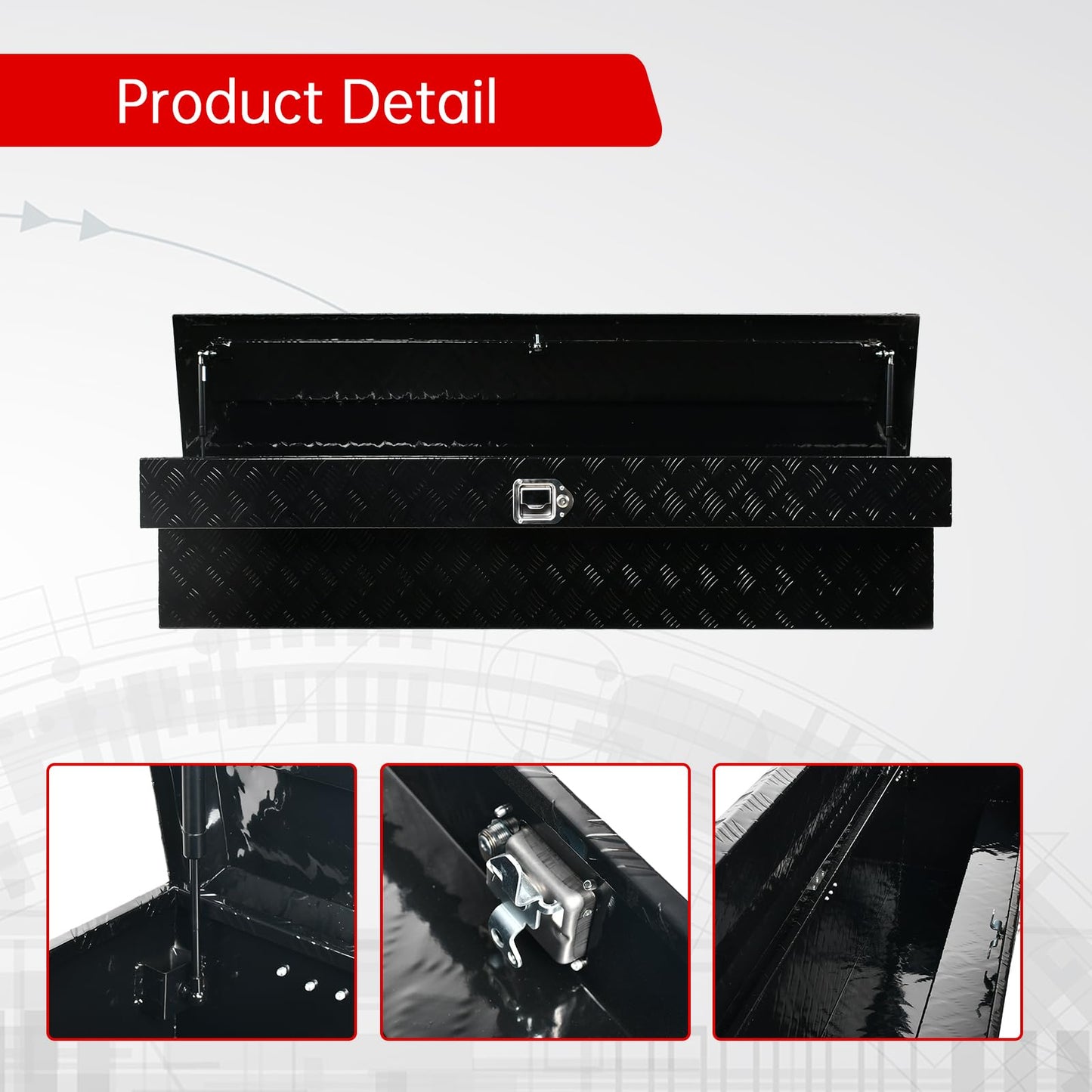 BIGREAT 60"X8"X14" Inch Black Aluminum Side Mount Truck Tool Box Pickup RV Trailer Truck Bed Toolbox Storage Organizer W/Side Handle, Lock & Keys