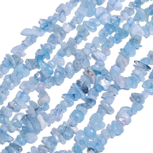 NITOPUPU 30in Aquamarine Natural Chip Stone Beads 5-8mm About 230pcs, Irregular Drilled Sky Blue Bead for Bracelets Jewelry Making Supplies for Adults, DIY Crafts.