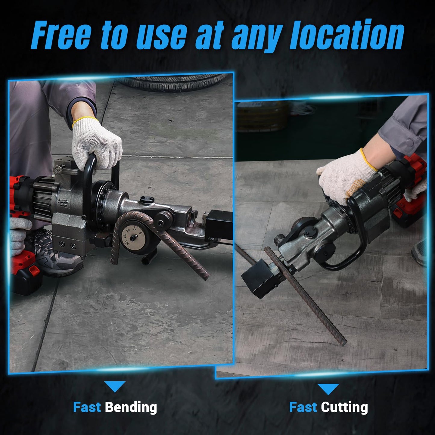 LOSCHEN Cordless Rebar Cutter and Bender,Portable Handheld Rebar Cutting and Bending Saw,Electric Hydraulic Rebar Cutter Bender,Cutting and Bending up to 5/8" #5 (16mm) Rebar (Li-ion Battery Version)