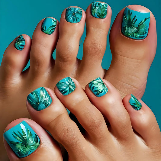 FIEONCIY Press on Toenails with Designs Acrylic Fake Nails for Toe Artificial False Nails with Charms Glue on Toe Nails for Spring Summer Stick on Toenails for Women Girls(JY159)